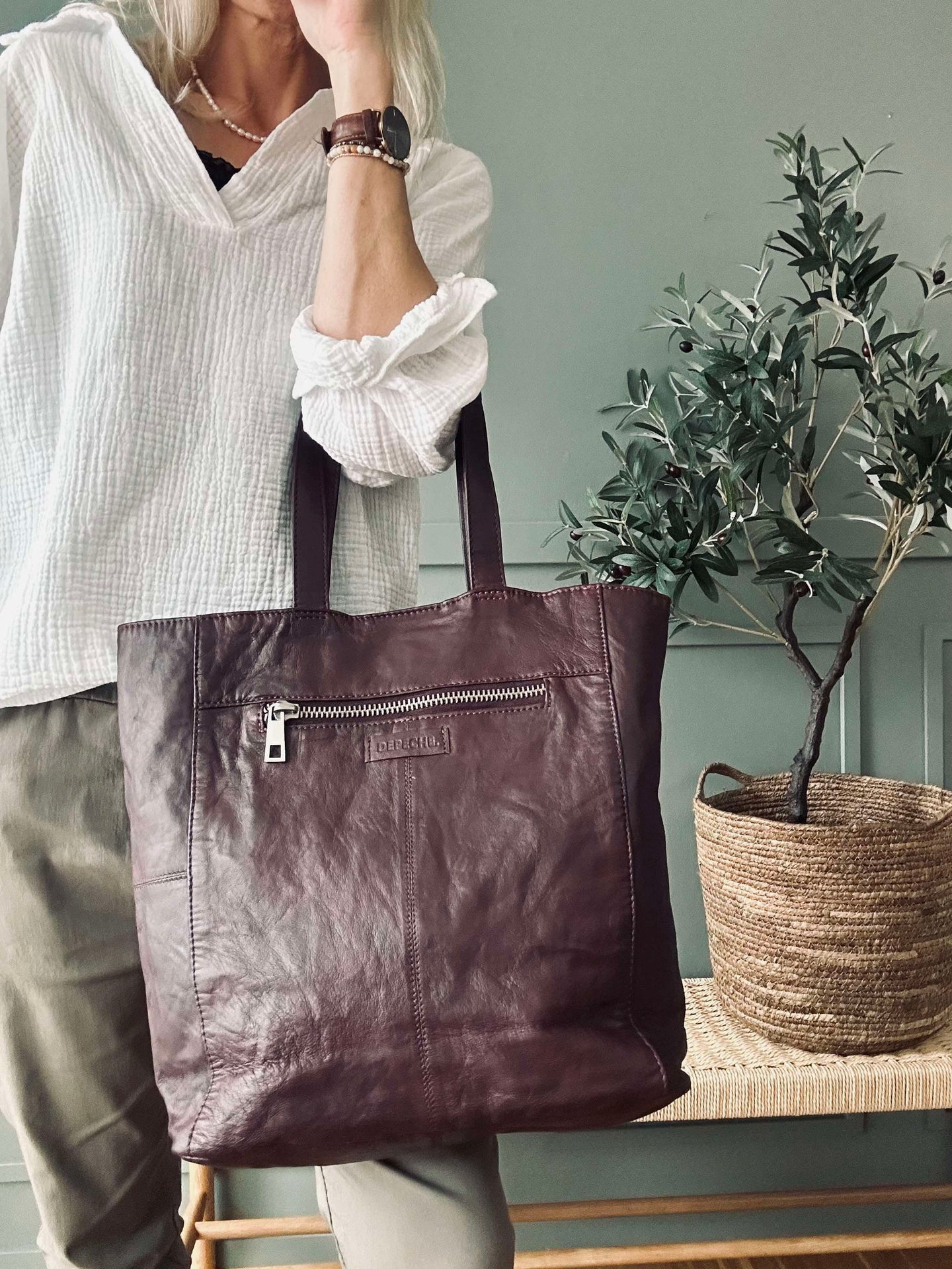 Shopper Cranberry - Weiches Kalbsleder