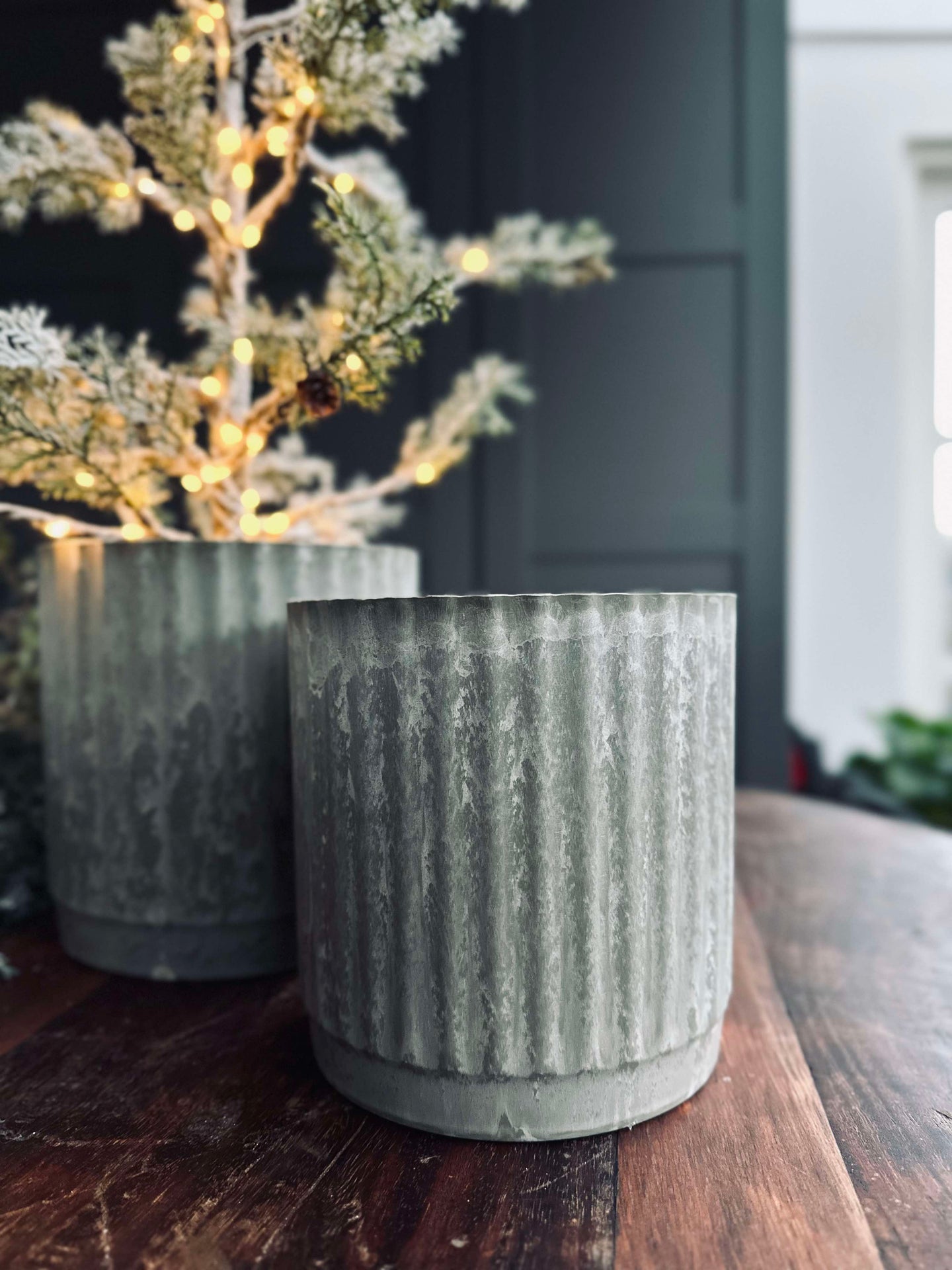 Kräutertöpfe im grünen Beton-Look - Set aus 2 Stk