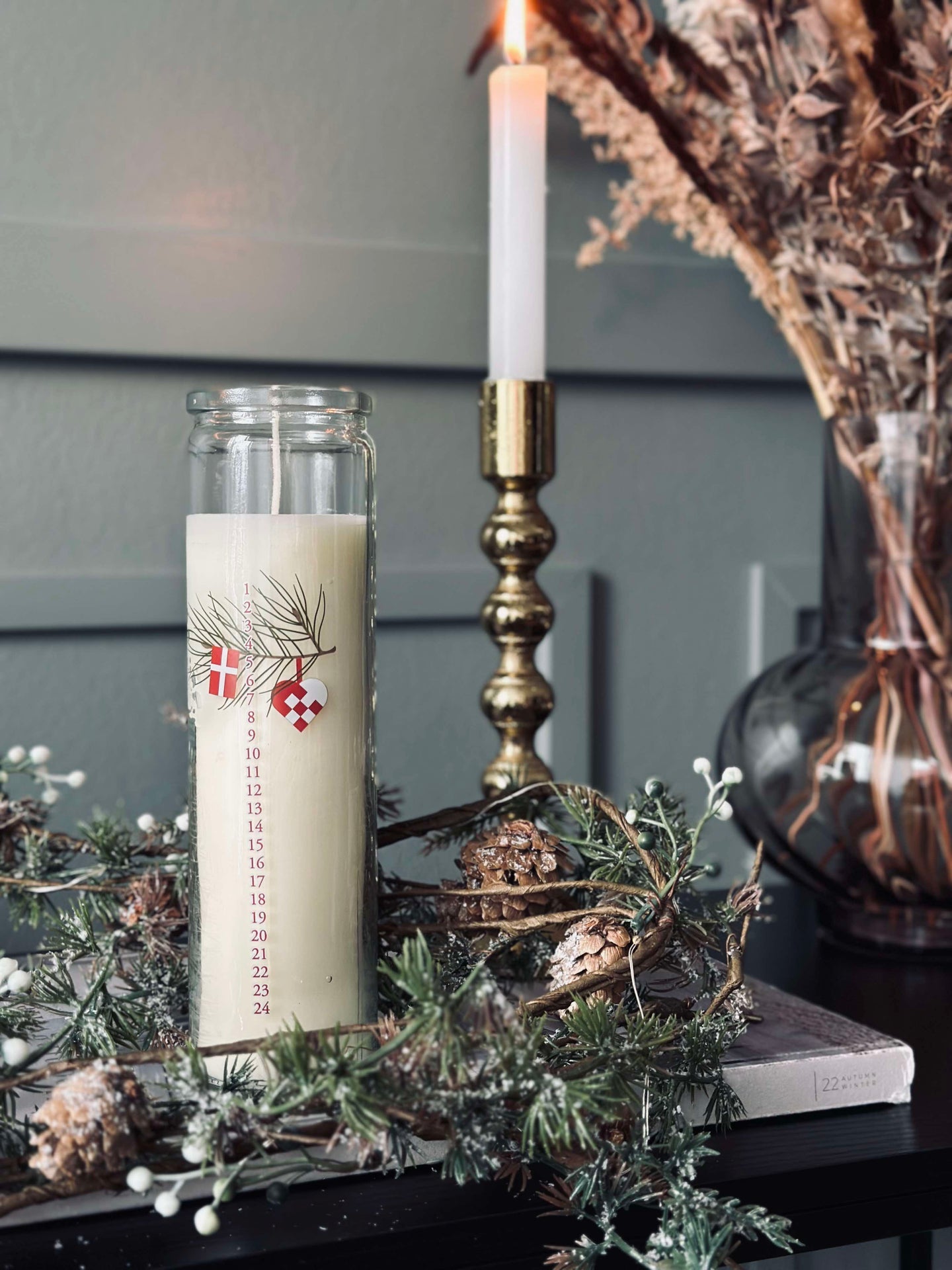 Kalenderkerze im Glas - Dansk Jul