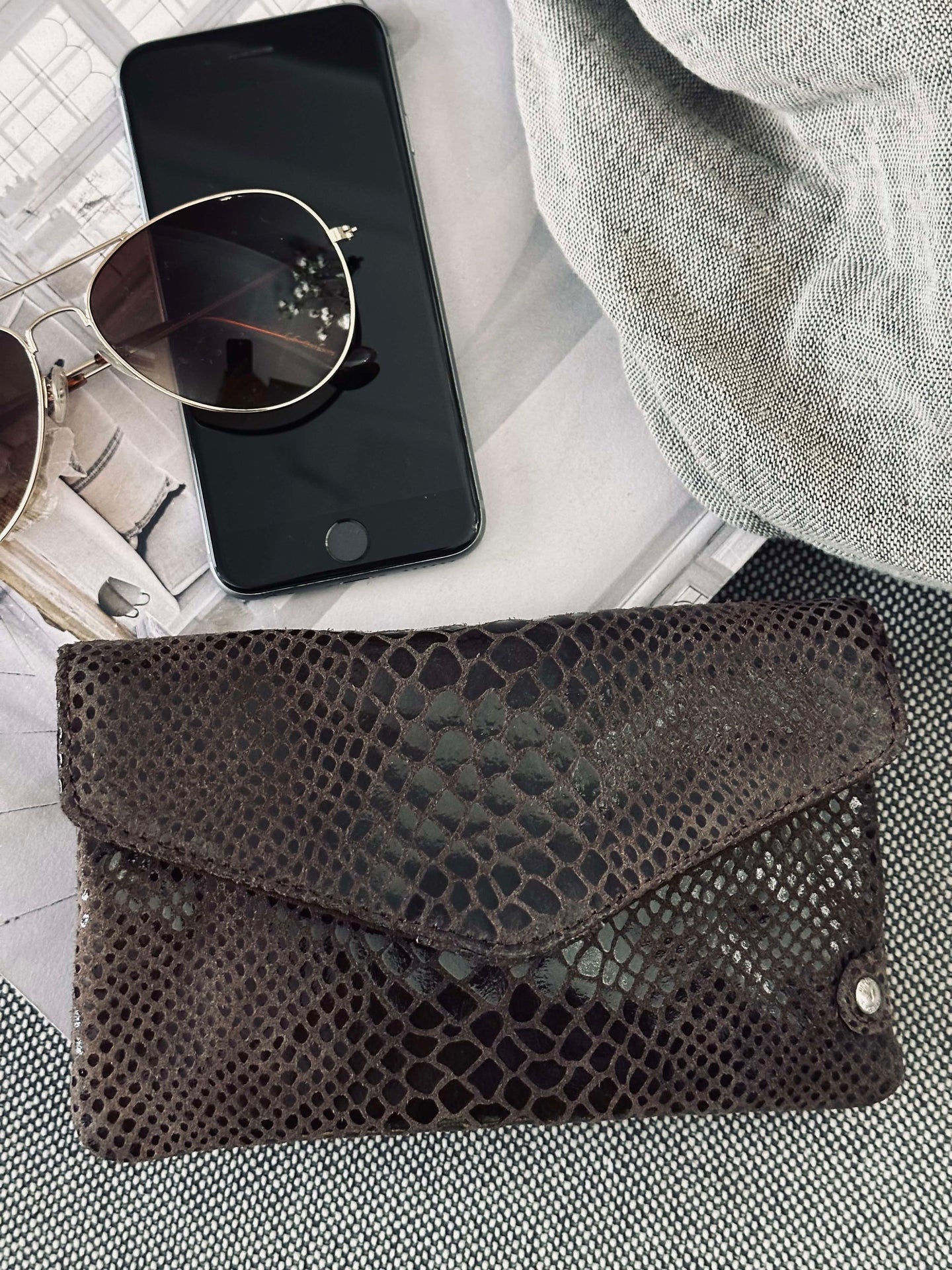 Geldbörse Aura Brown Croco