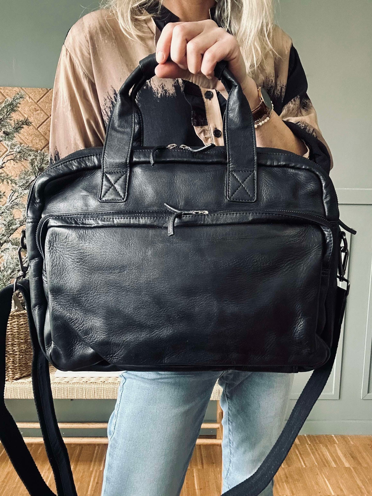 Arbeitstasche - Black Cow leather
