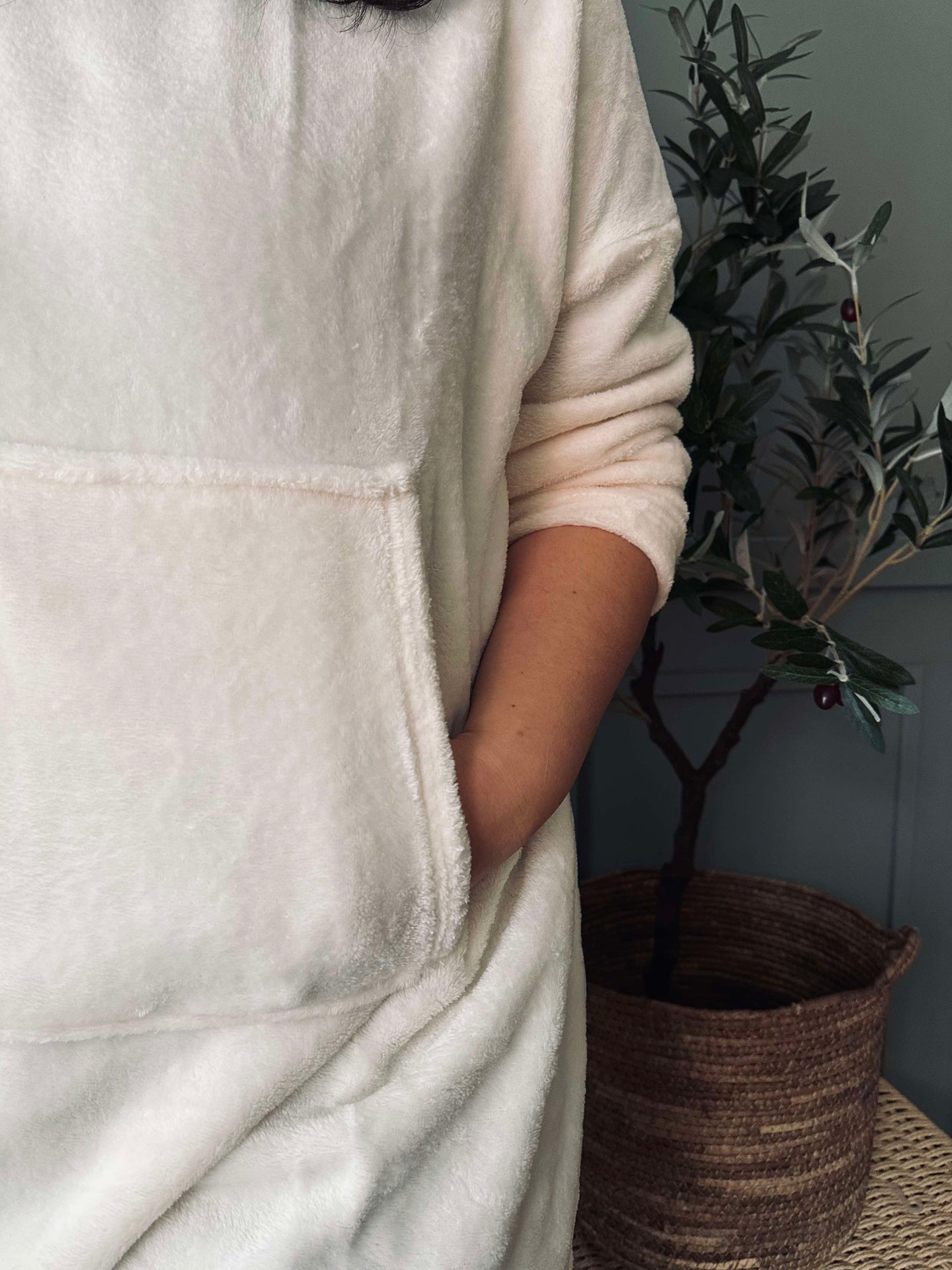 Hoodie Fleece White - Oversize