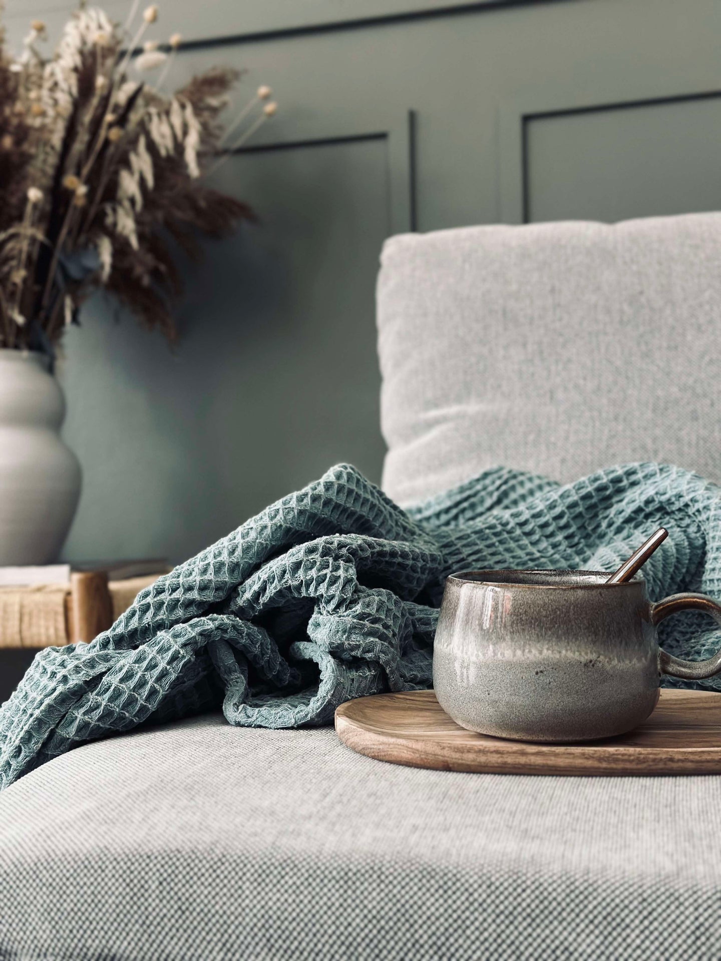 Plaid Stone-washed Gewaffelte Baumwolle - Petrol