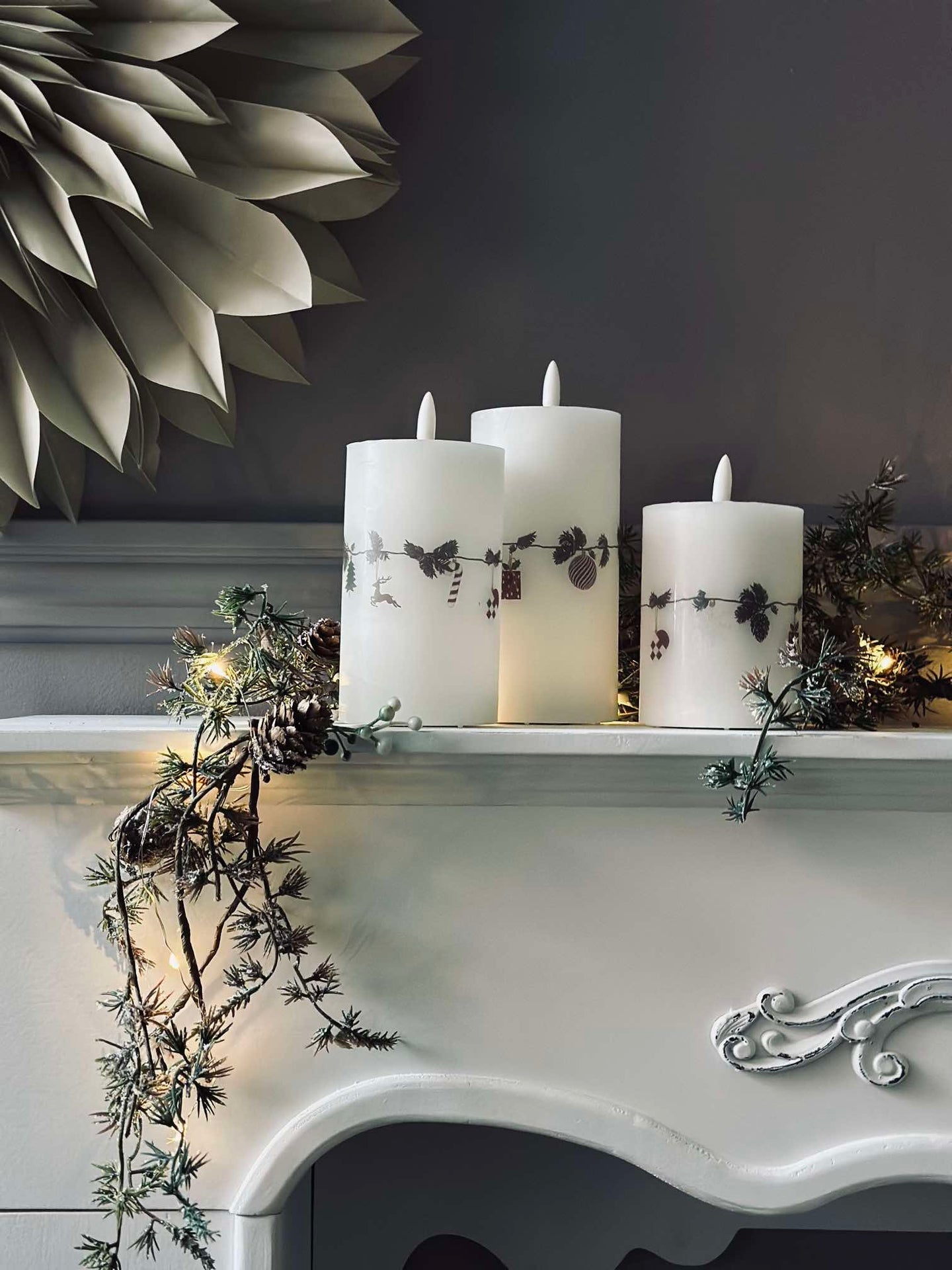 LED-Blockkerzen Weihnachten - Set mit 3 Stk.