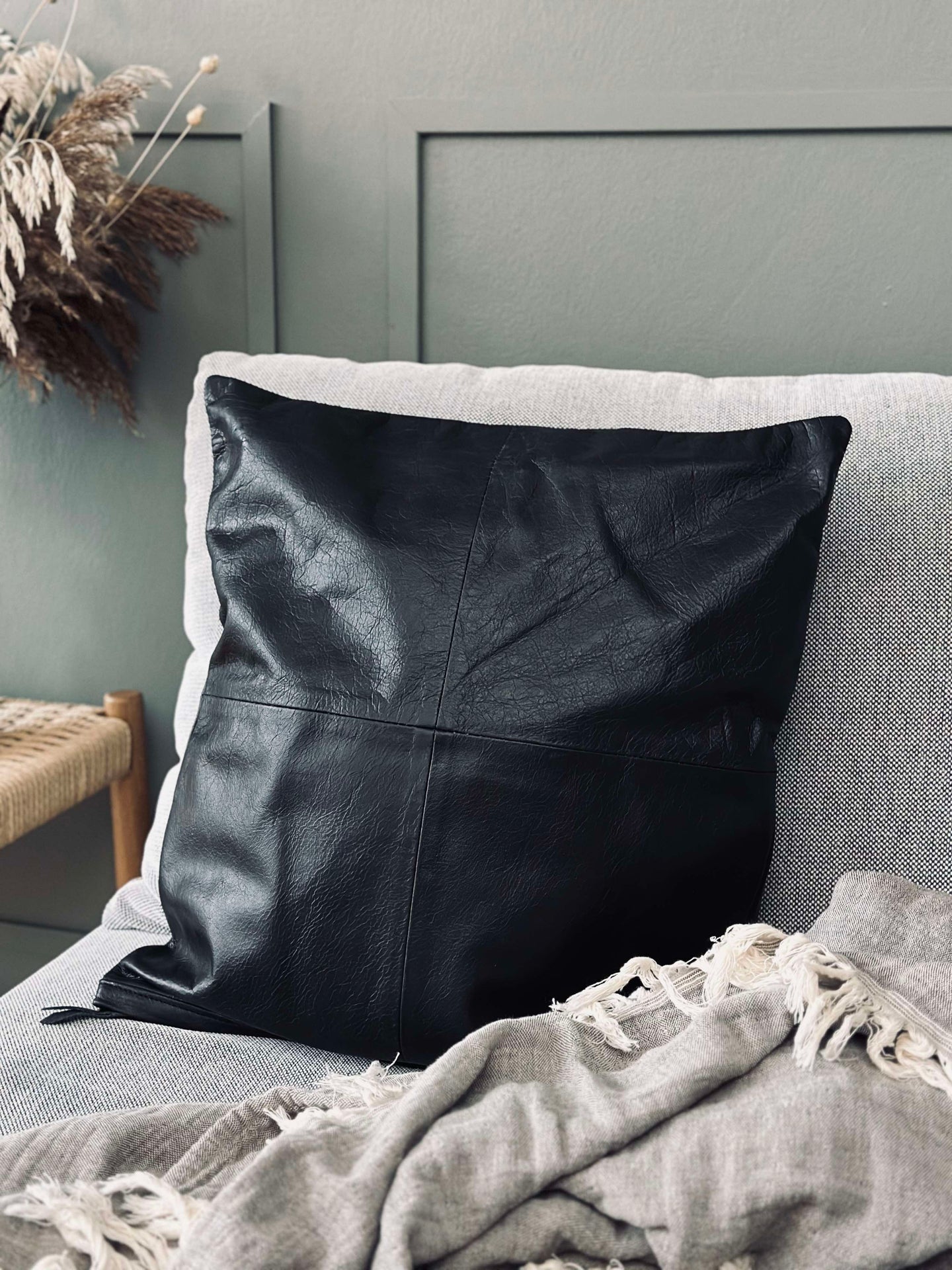 Kissenbezug Leder - Schwarz 45x45