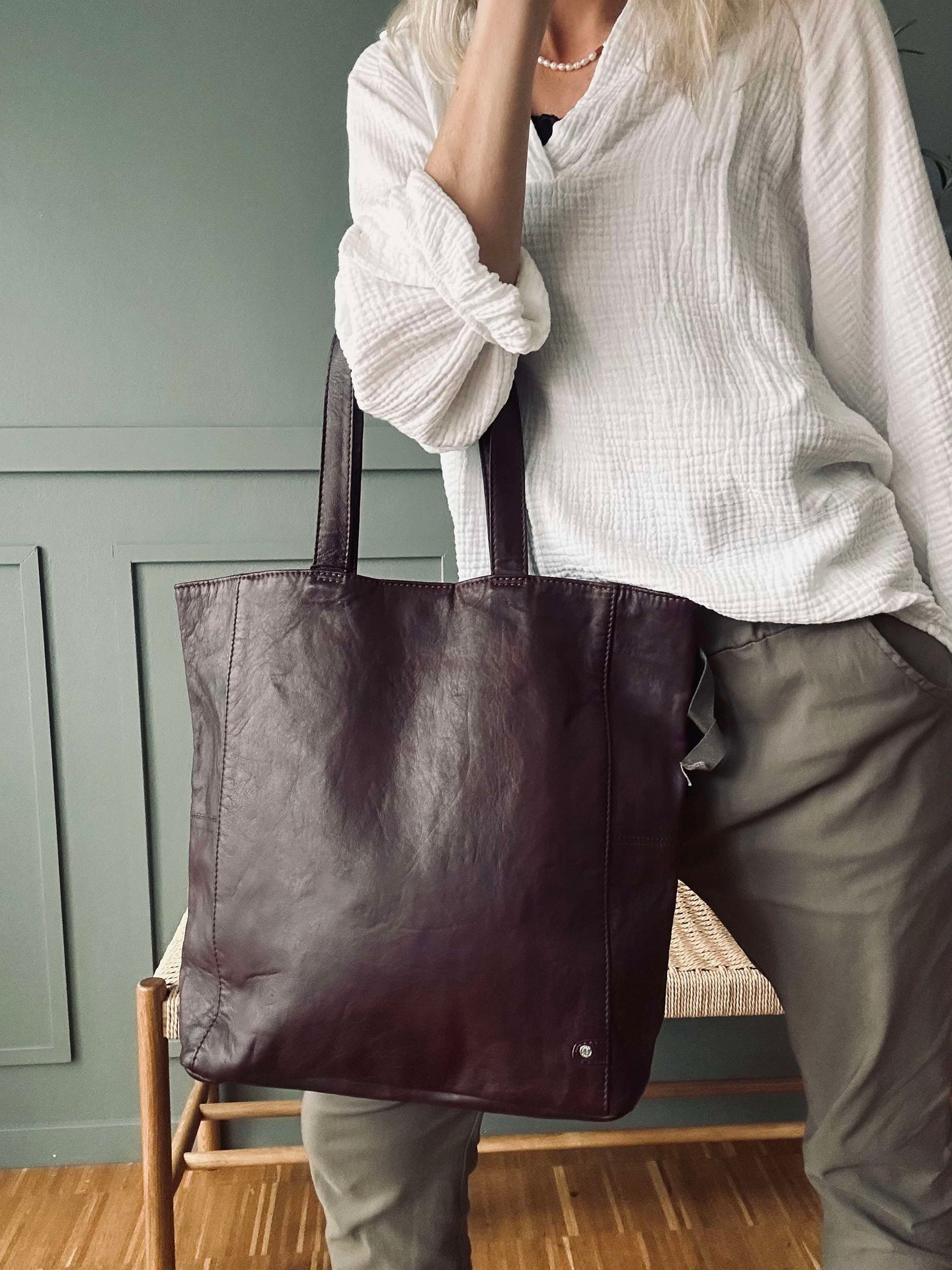 Shopper Cranberry - Weiches Kalbsleder
