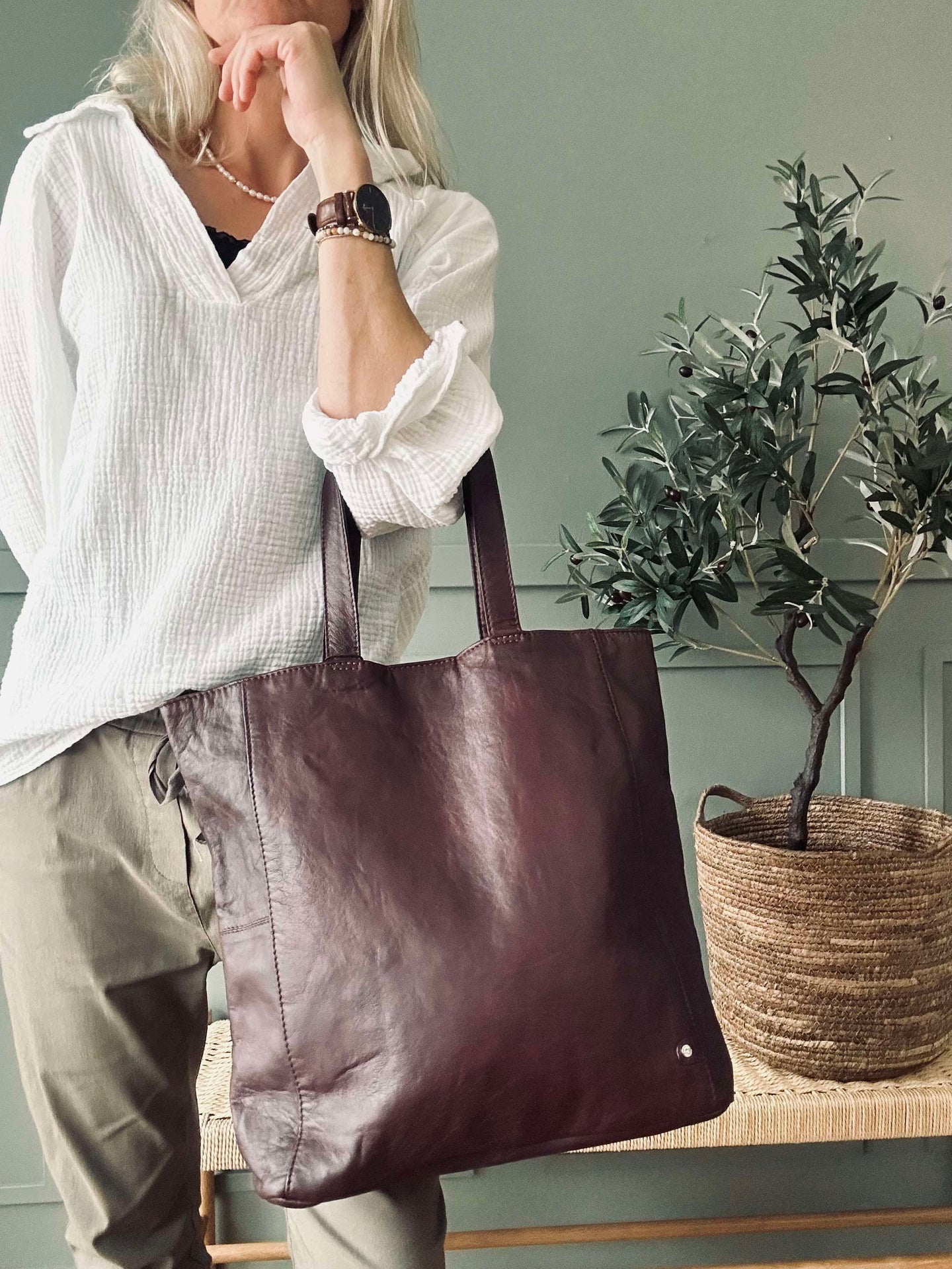 Shopper Cranberry - Weiches Kalbsleder