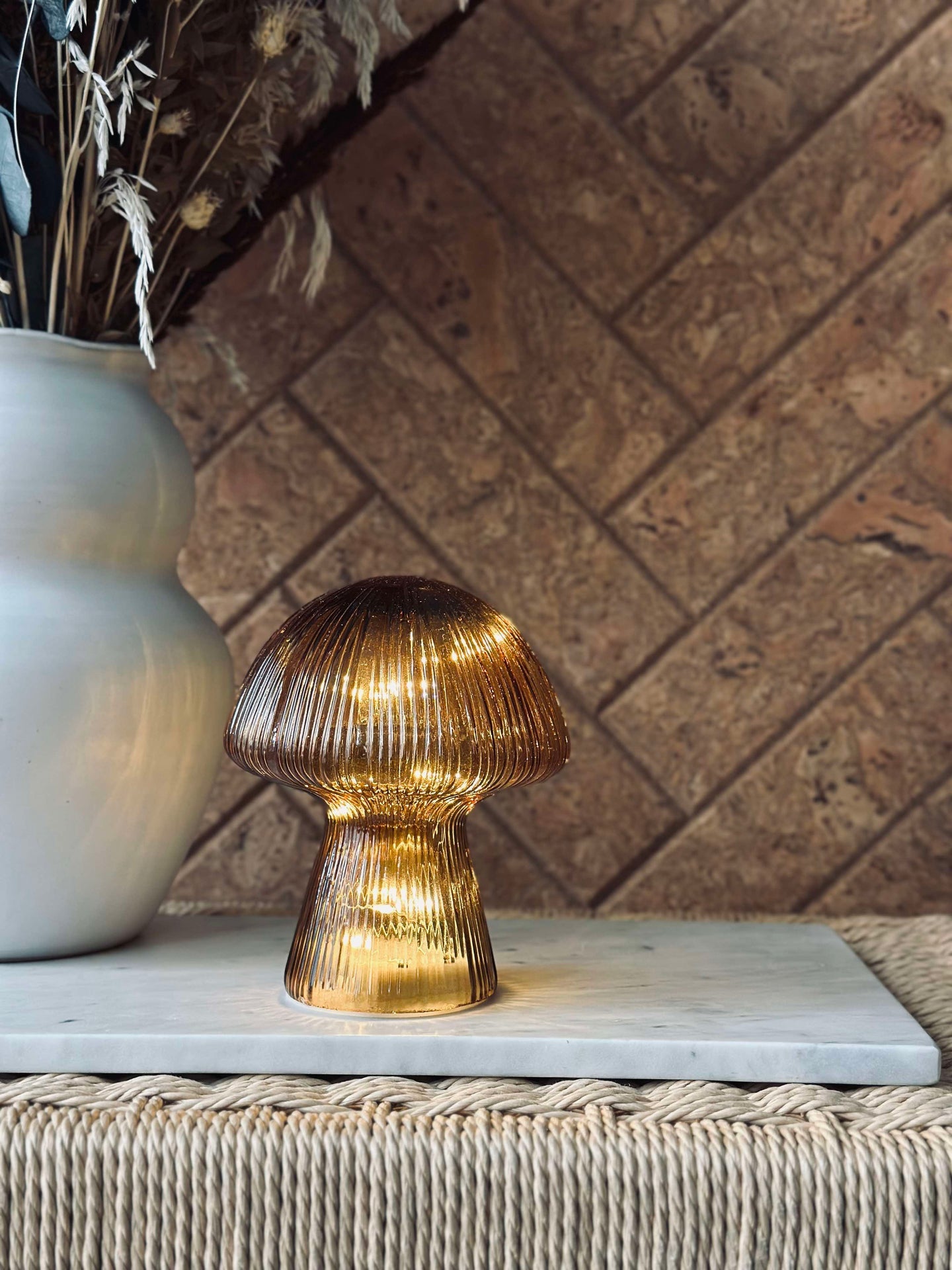 Mushroom mit Rillen 15cm - Golden