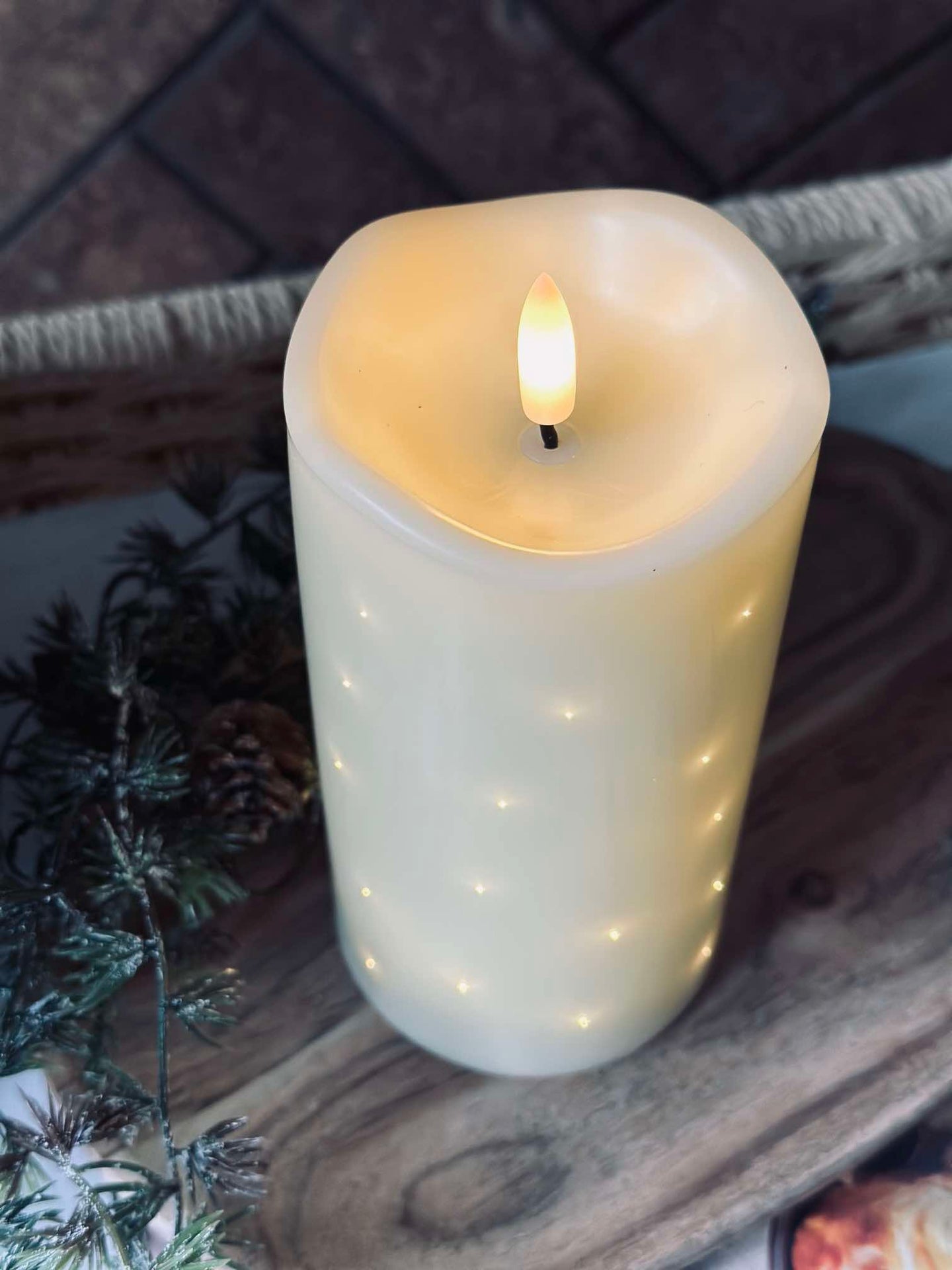 LED-Stumpenkerze Twinkle - 15 cm - Creme