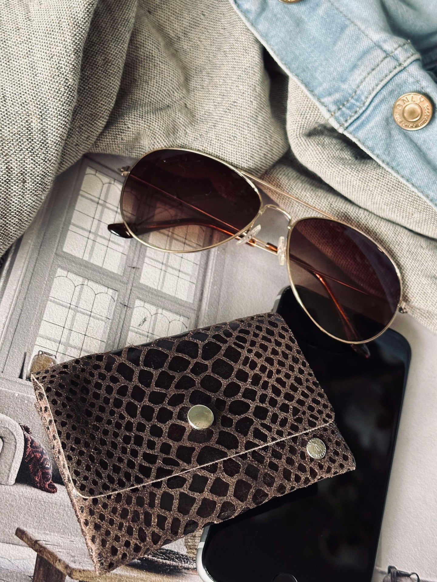 Geldbörse Aura small - Brown croco