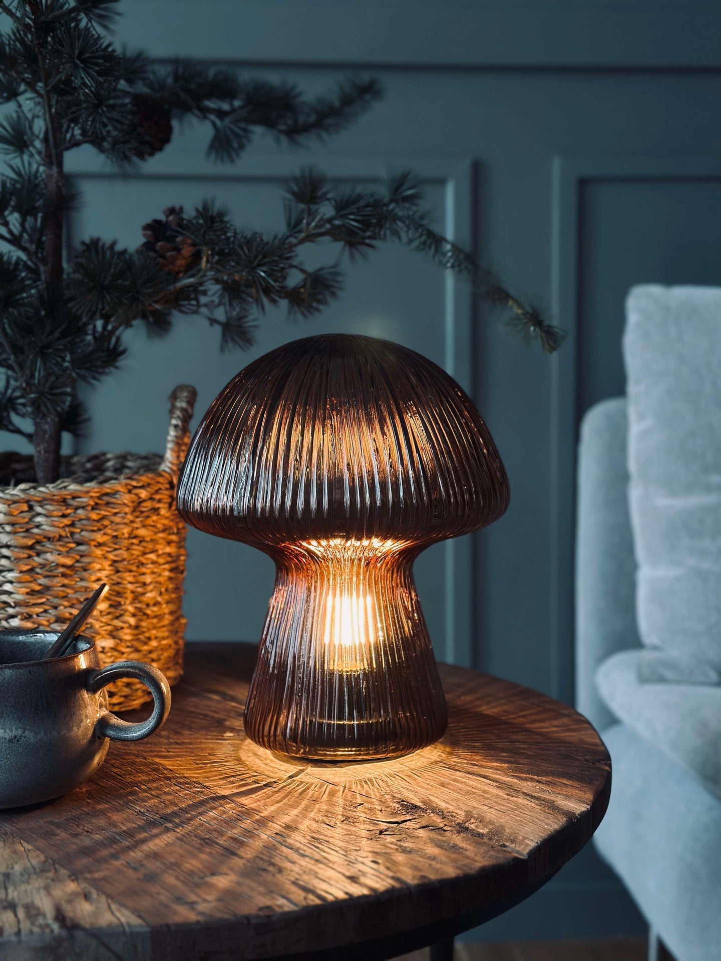 Mushroom mit Rillen 25cm - Braun