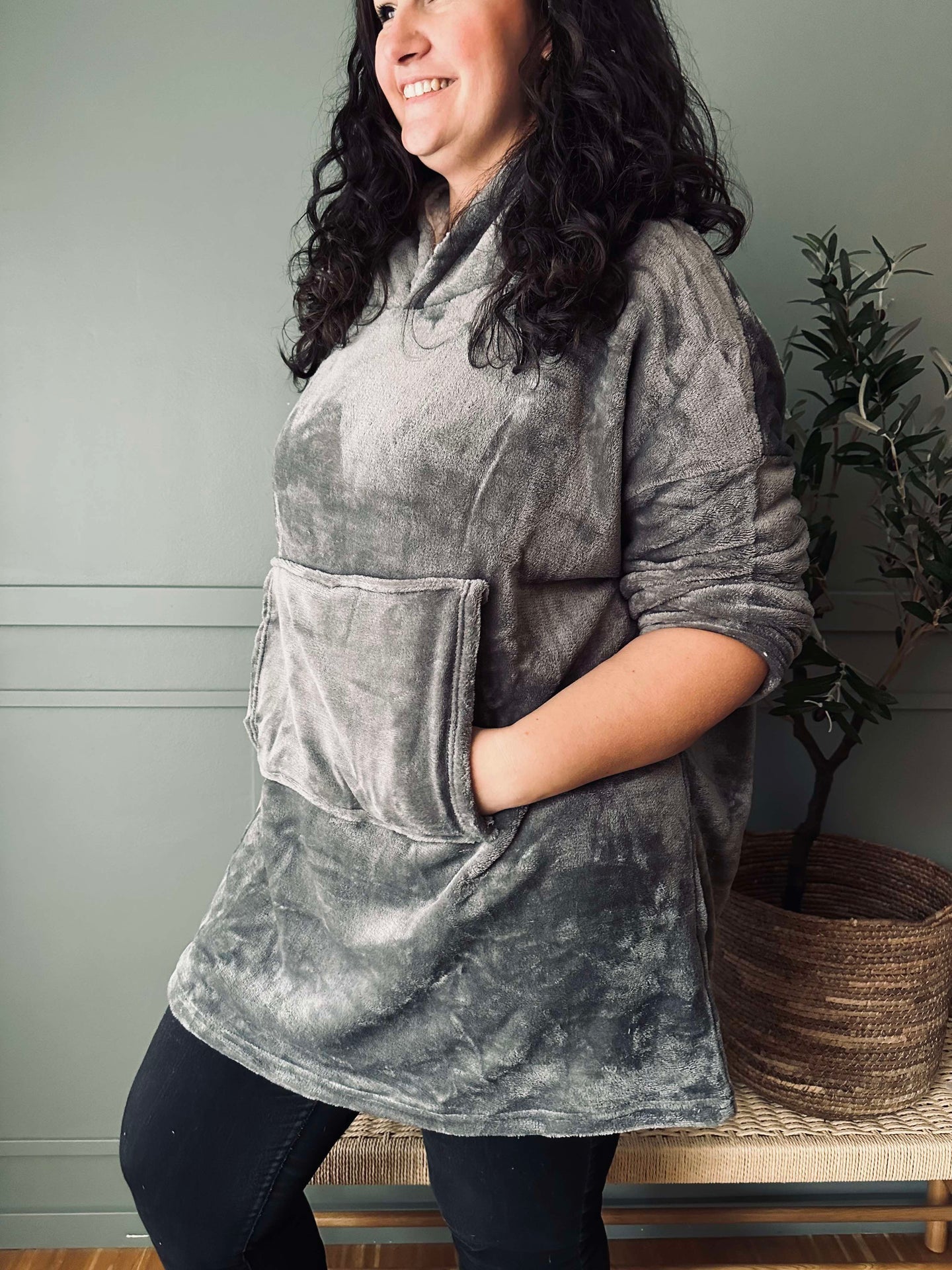 Hoodie Fleece Grau - Oversize