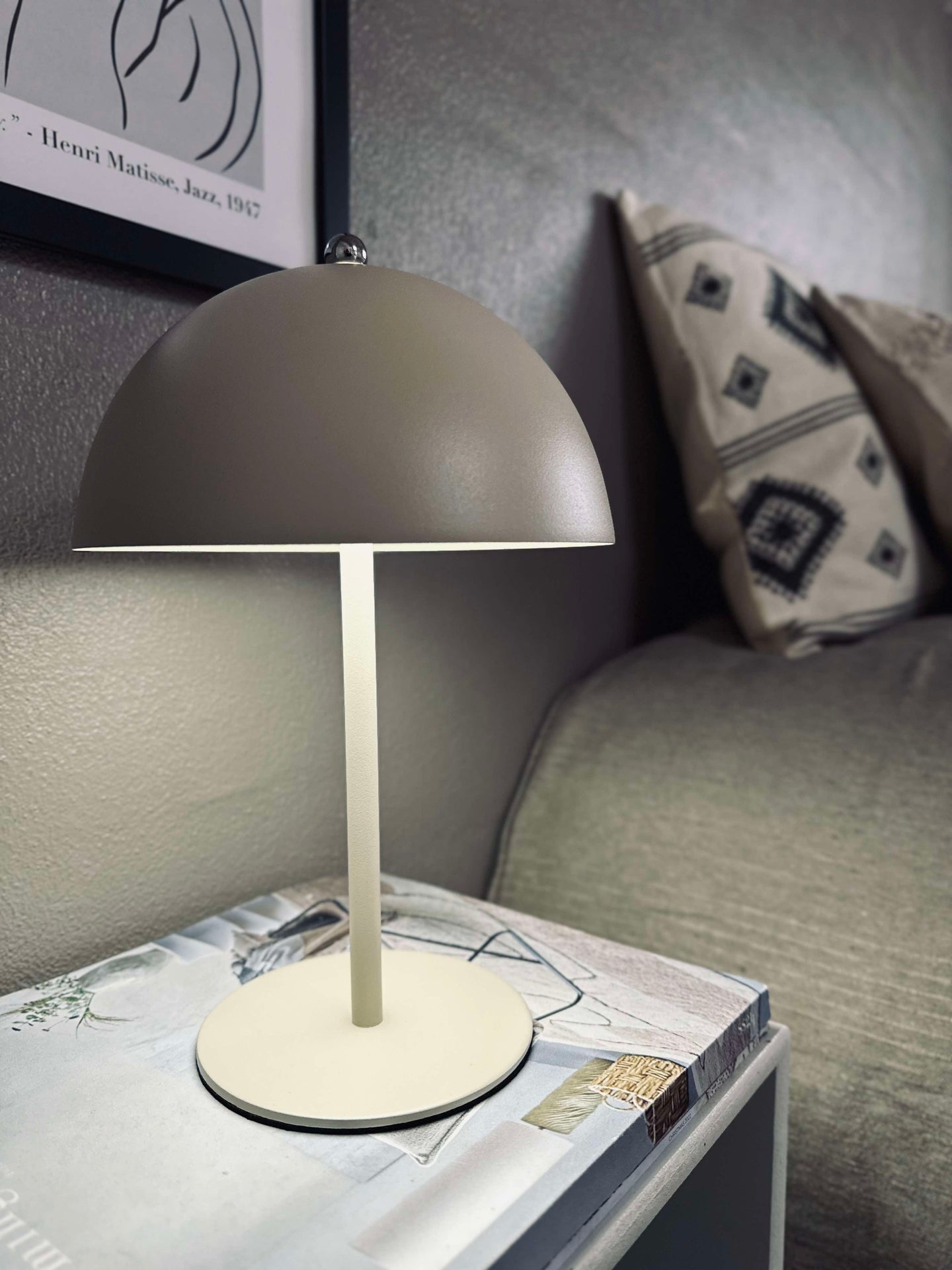 LED-Touch-Tischlampe, beige und grau