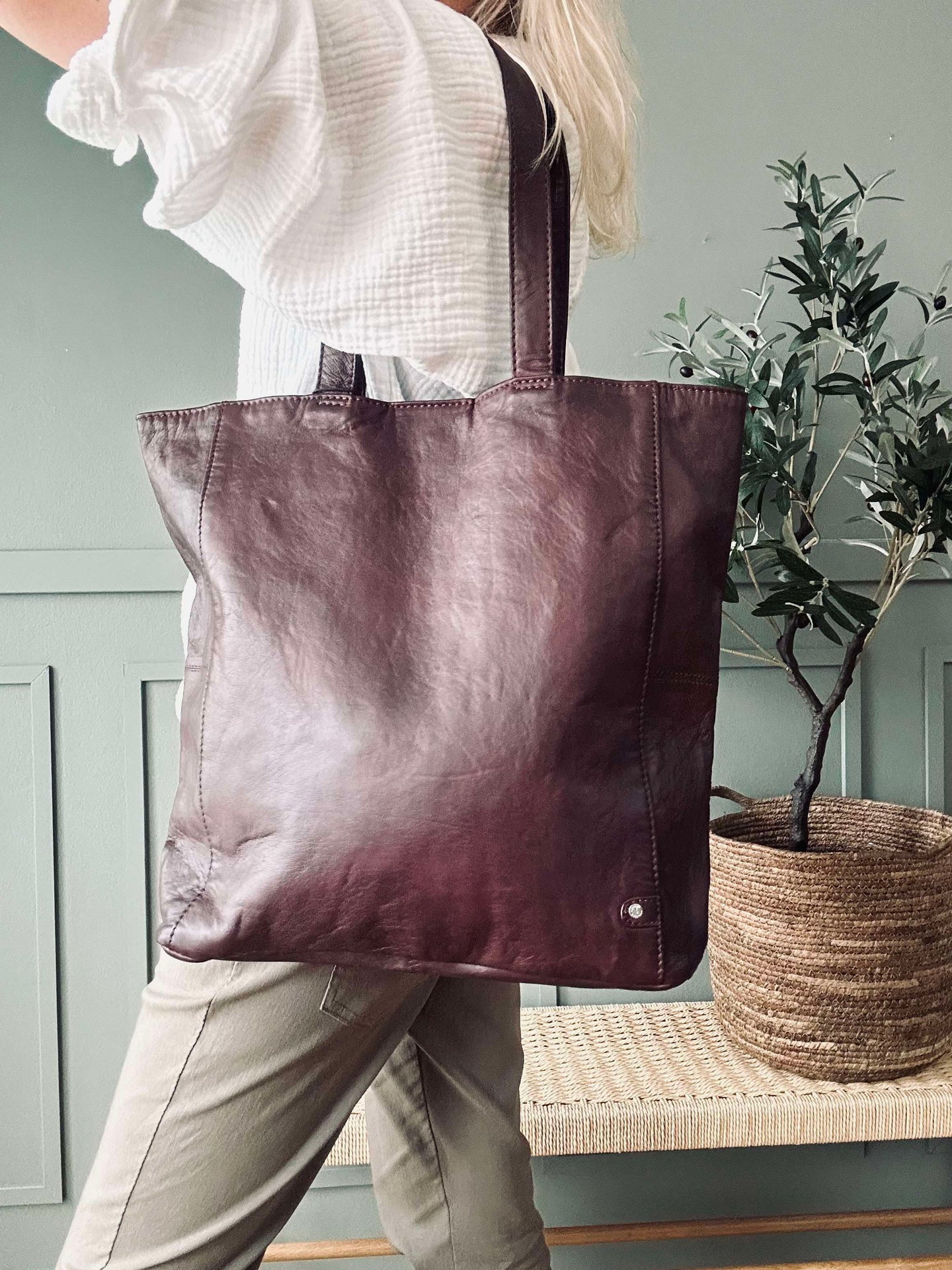 Shopper Cranberry - Weiches Kalbsleder