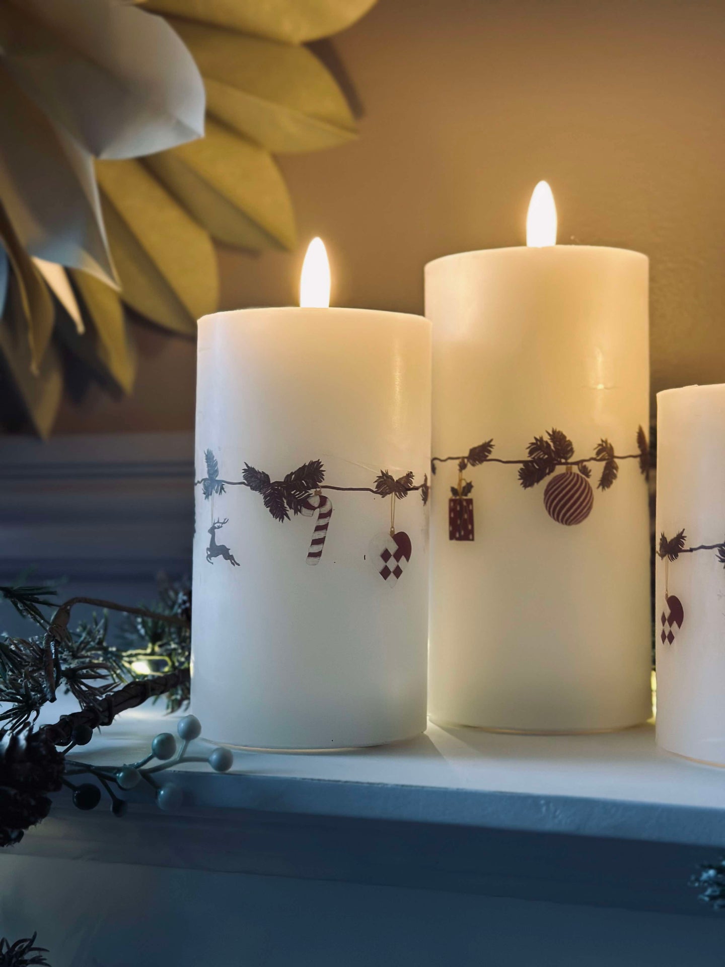 LED-Blockkerzen Weihnachten - Set mit 3 Stk.