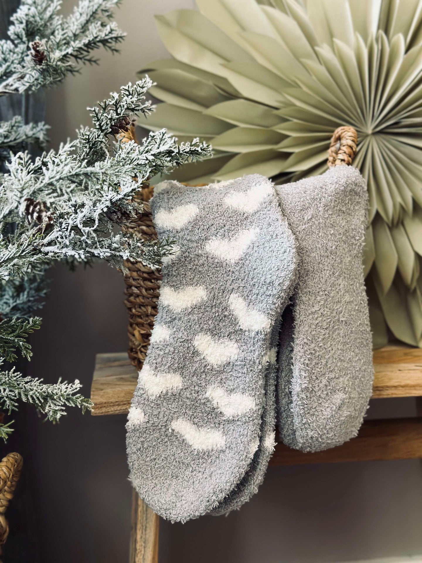 Socken Fluffy Grey heart - Set mit 2 Paaren