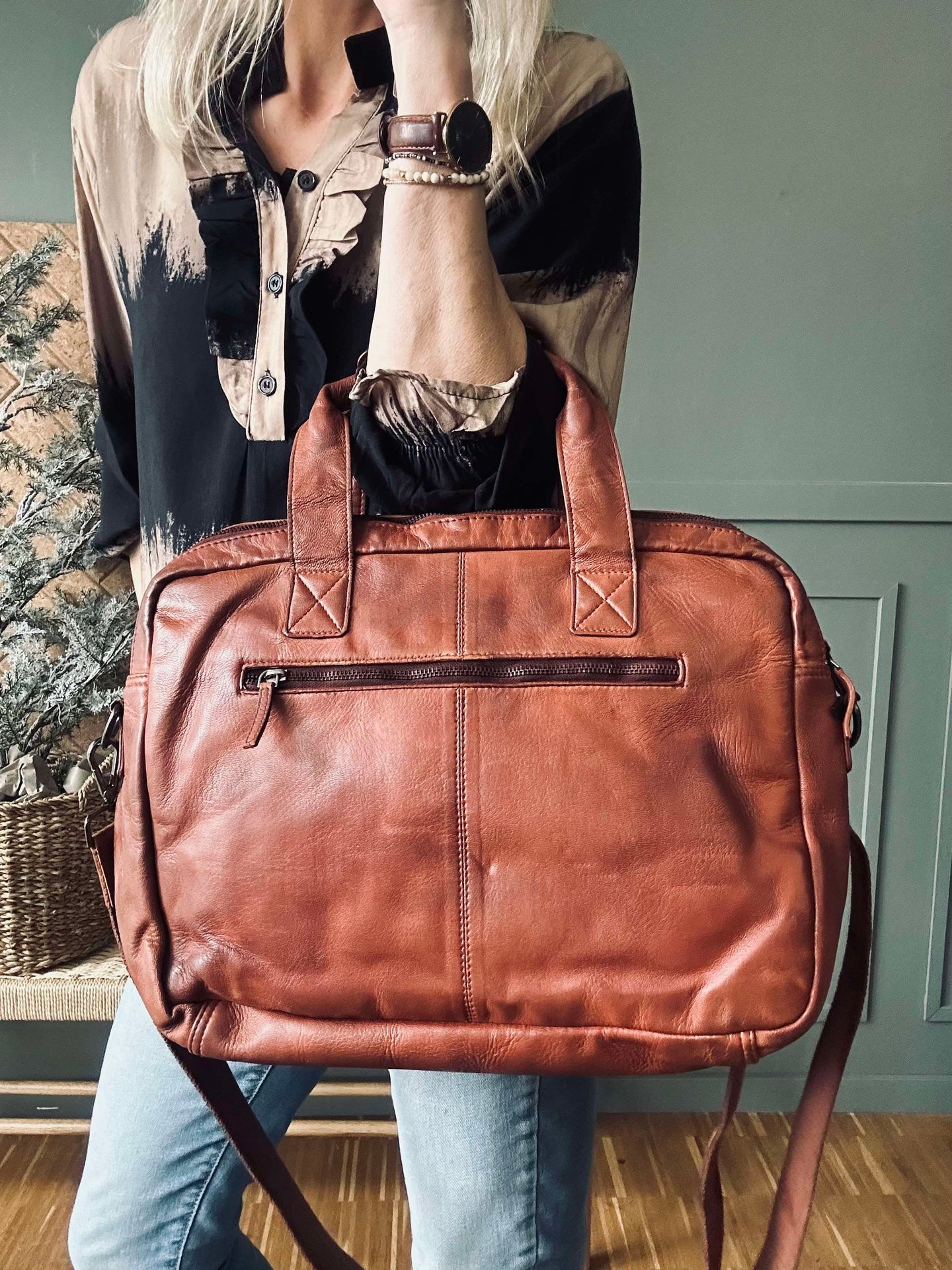 Arbeitstasche - Cognac Cow leather