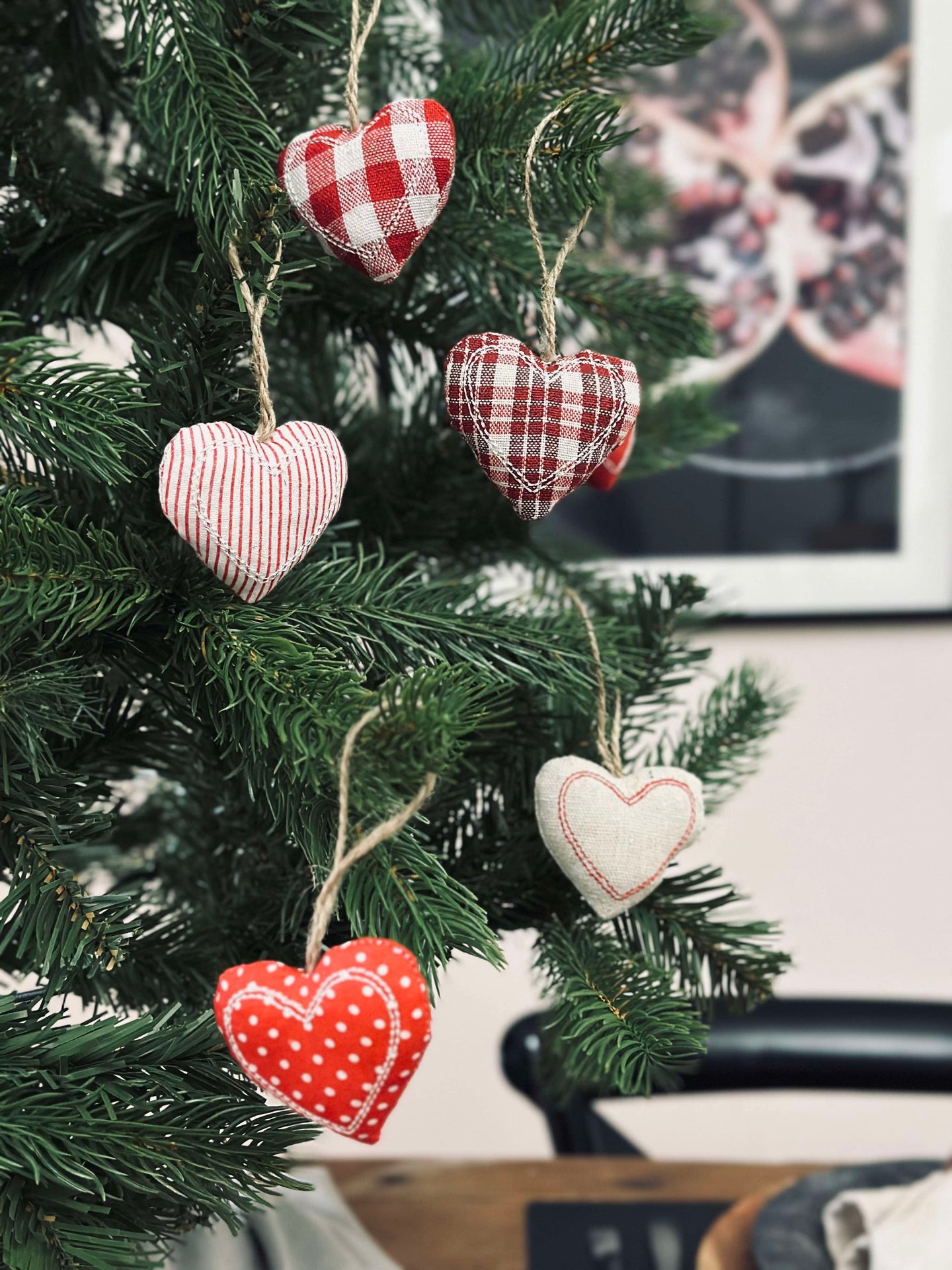 Weihnachtsherzen zum Aufhängen - 6 Stk.