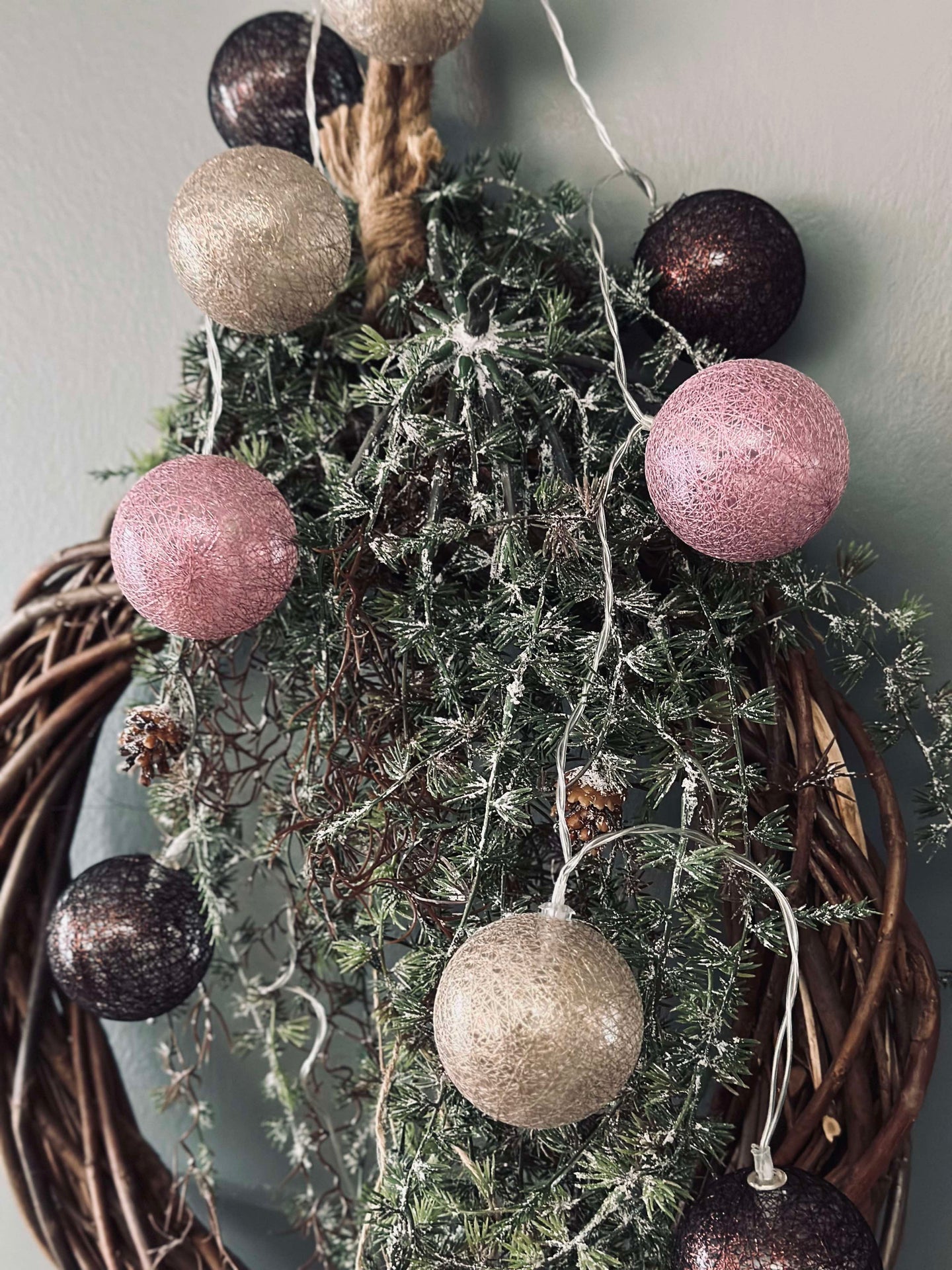 Lichterkette mit 10 Kugeln LED - Rosé