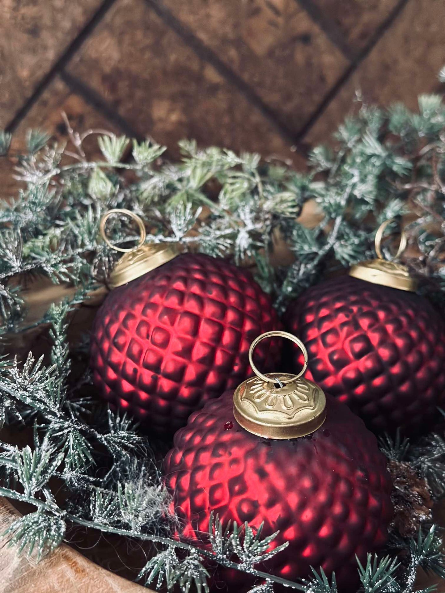 Weihnachtskugeln aus Glas Rot - Packung mit 3 Stk.