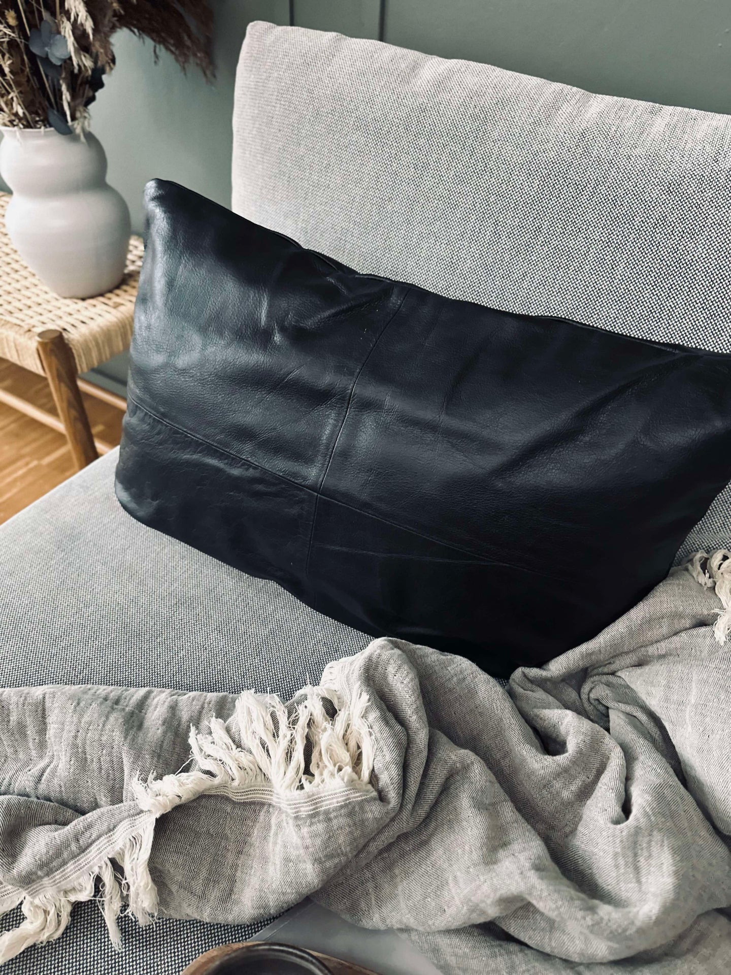 Kissenbezug Leder - Schwarz 40x60