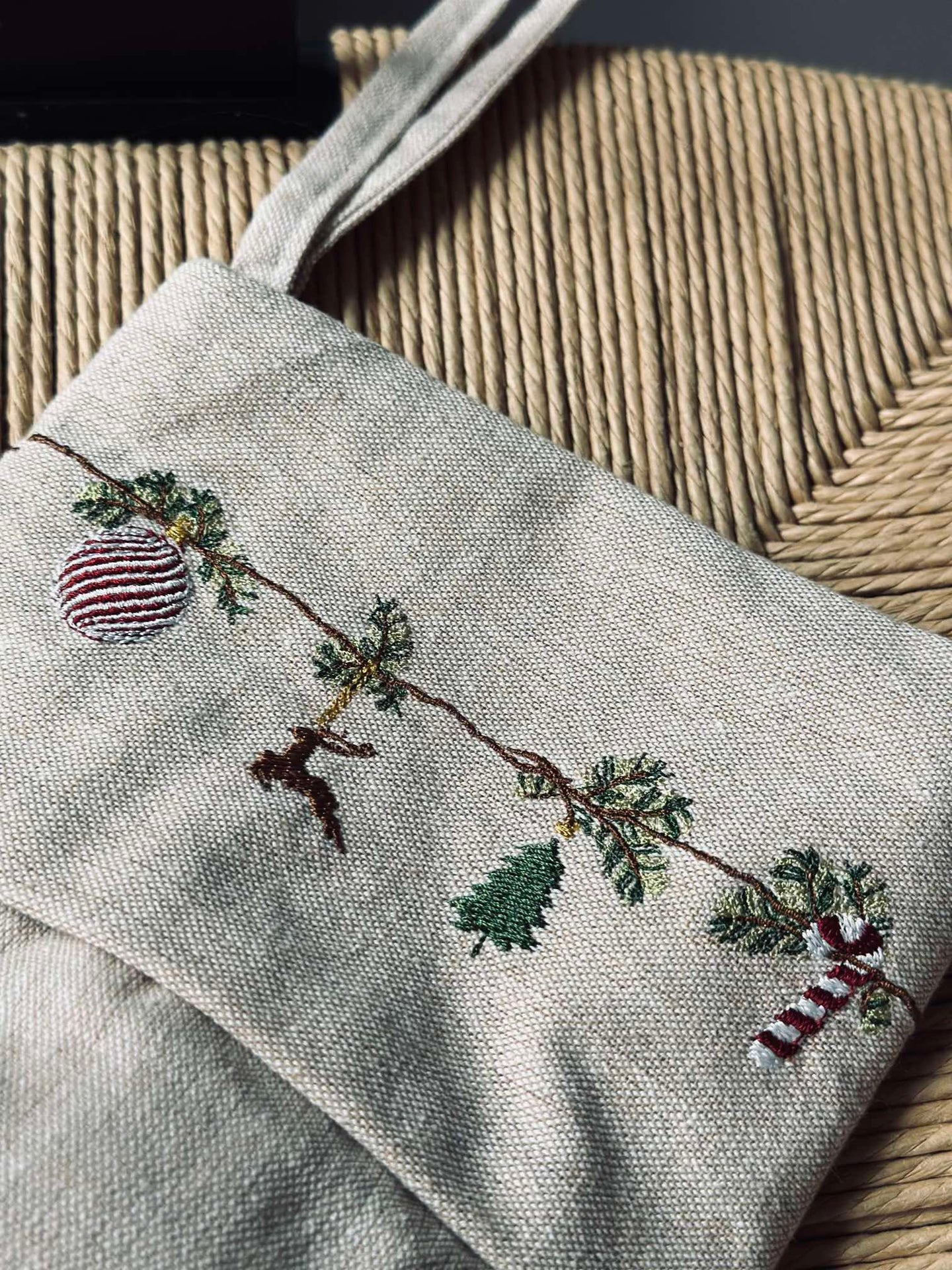 Weihnachtssocke mit Stickerei - Nostalgie