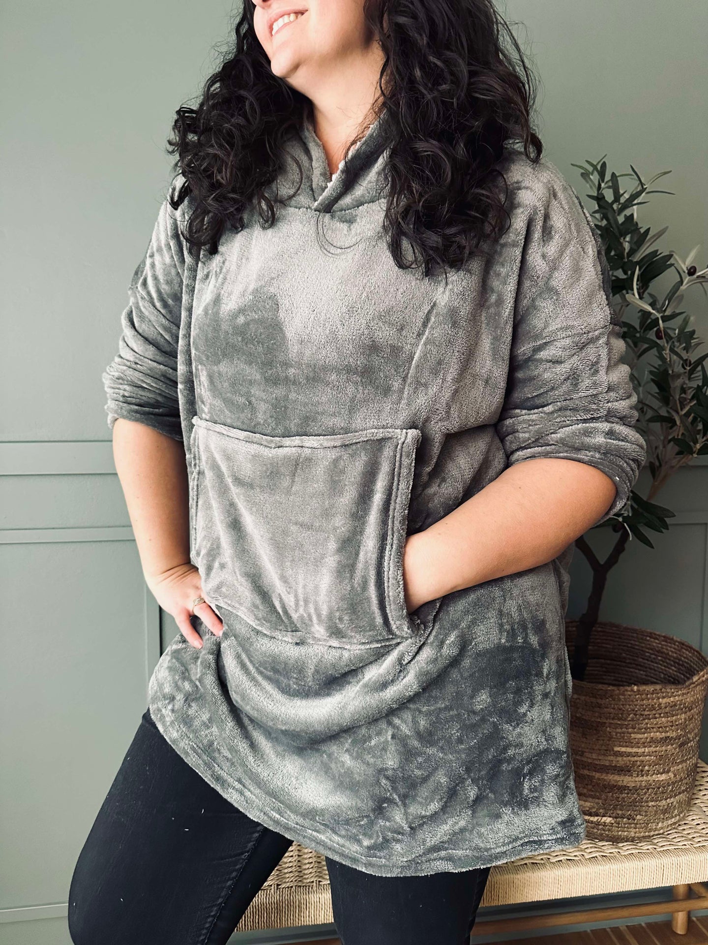 Hoodie Fleece Grau - Oversize