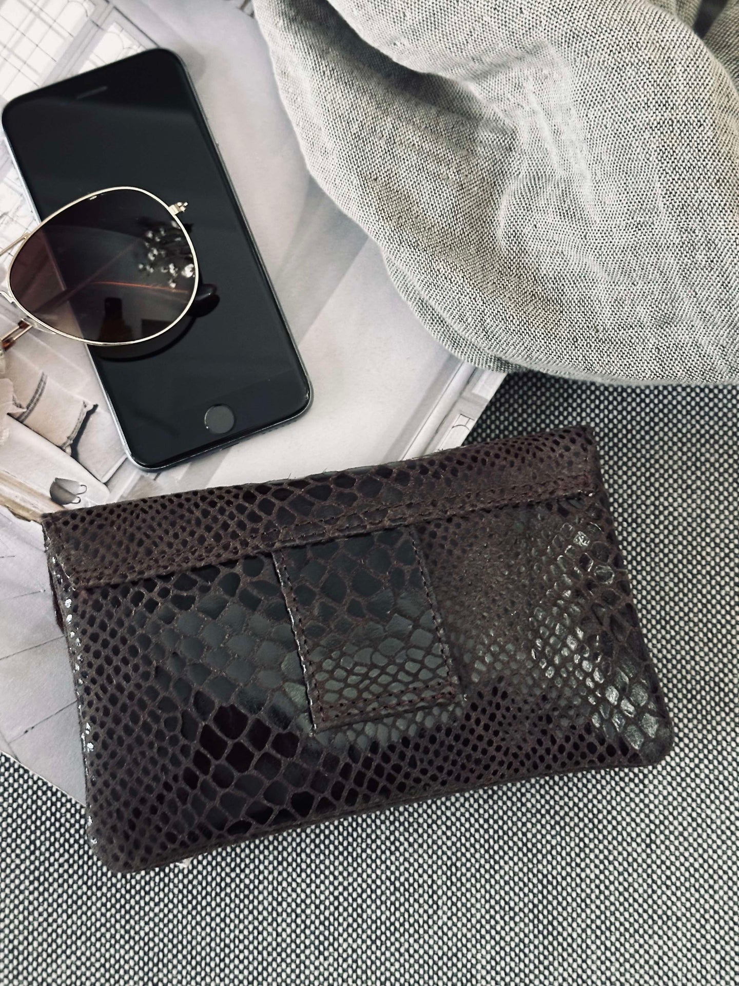Geldbörse Aura Brown Croco