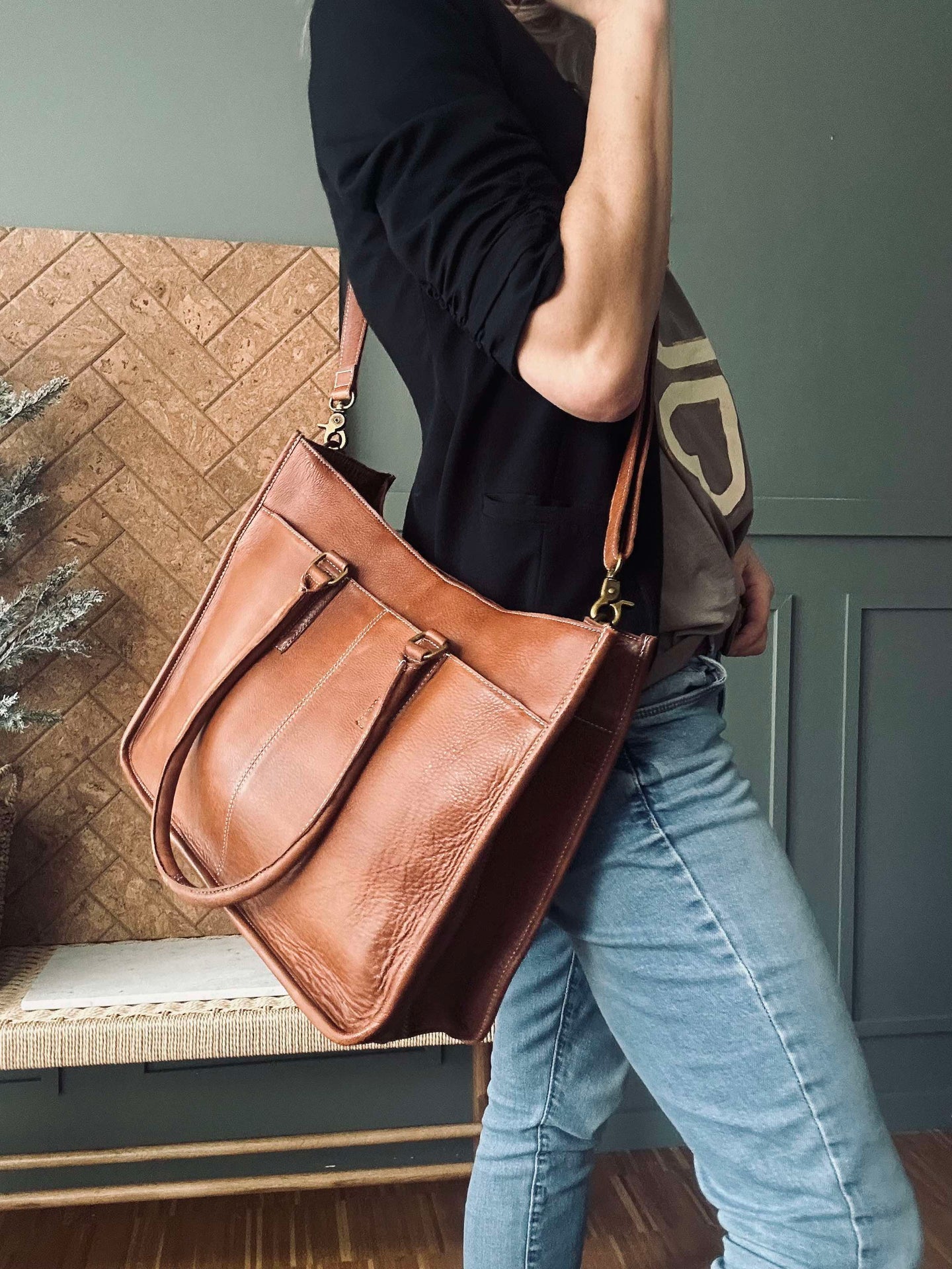 Arbeitstasche - Walnut-Leder