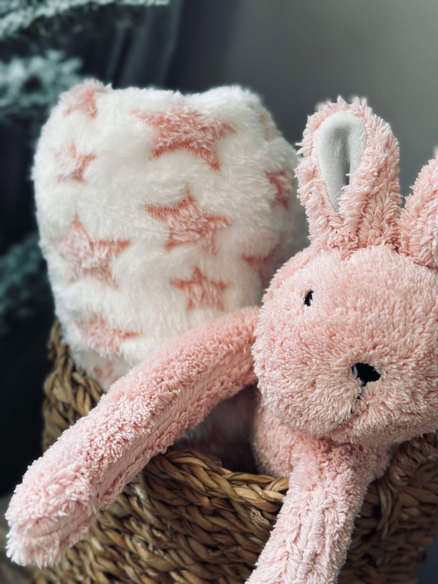 Babydecke mit Kuscheltier - Hase