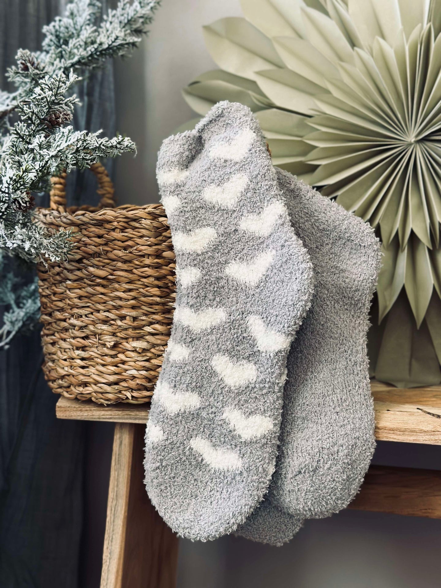 Socken Fluffy Grey heart - Set mit 2 Paaren