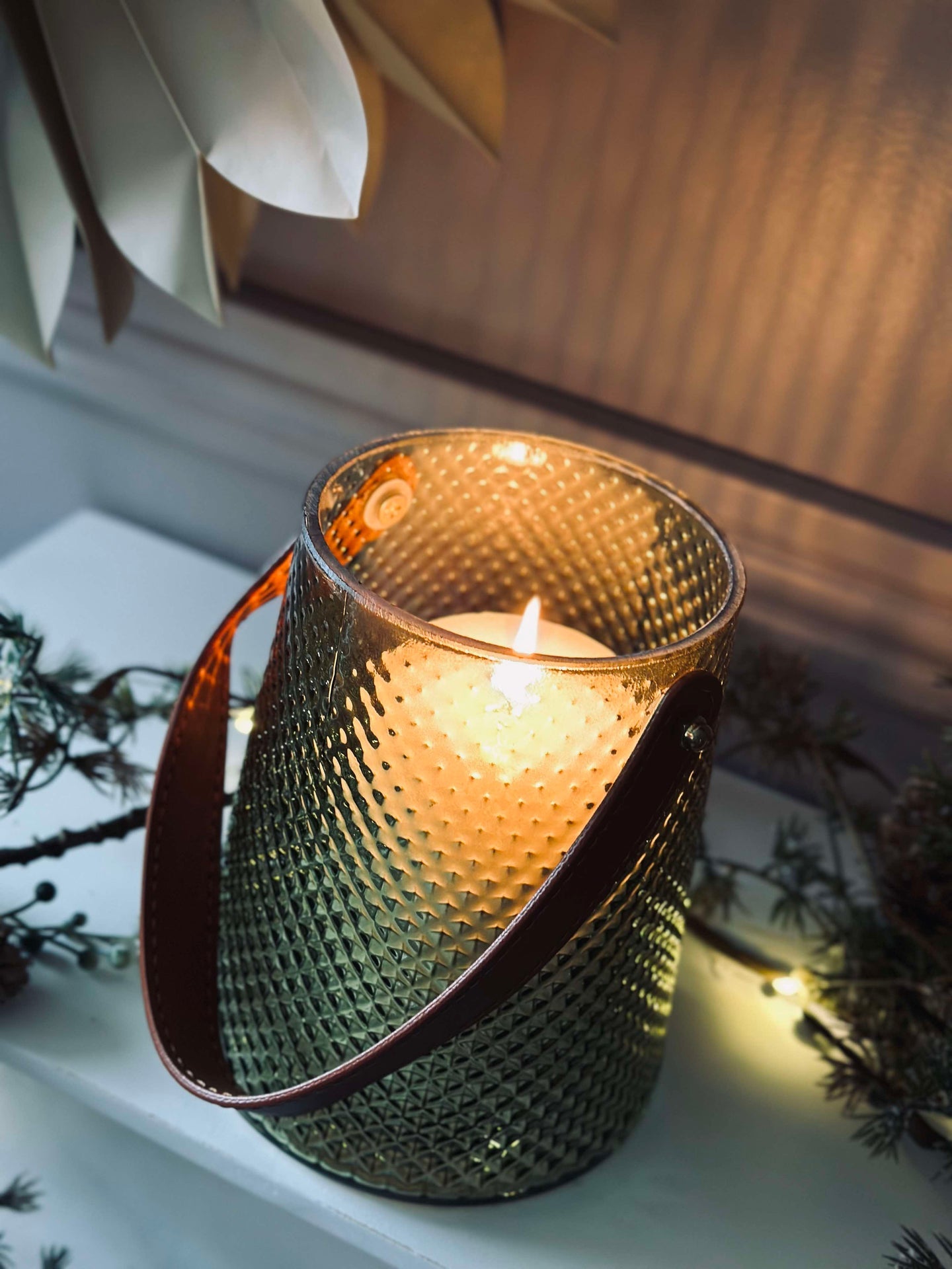 Laterne aus Glas - Grün