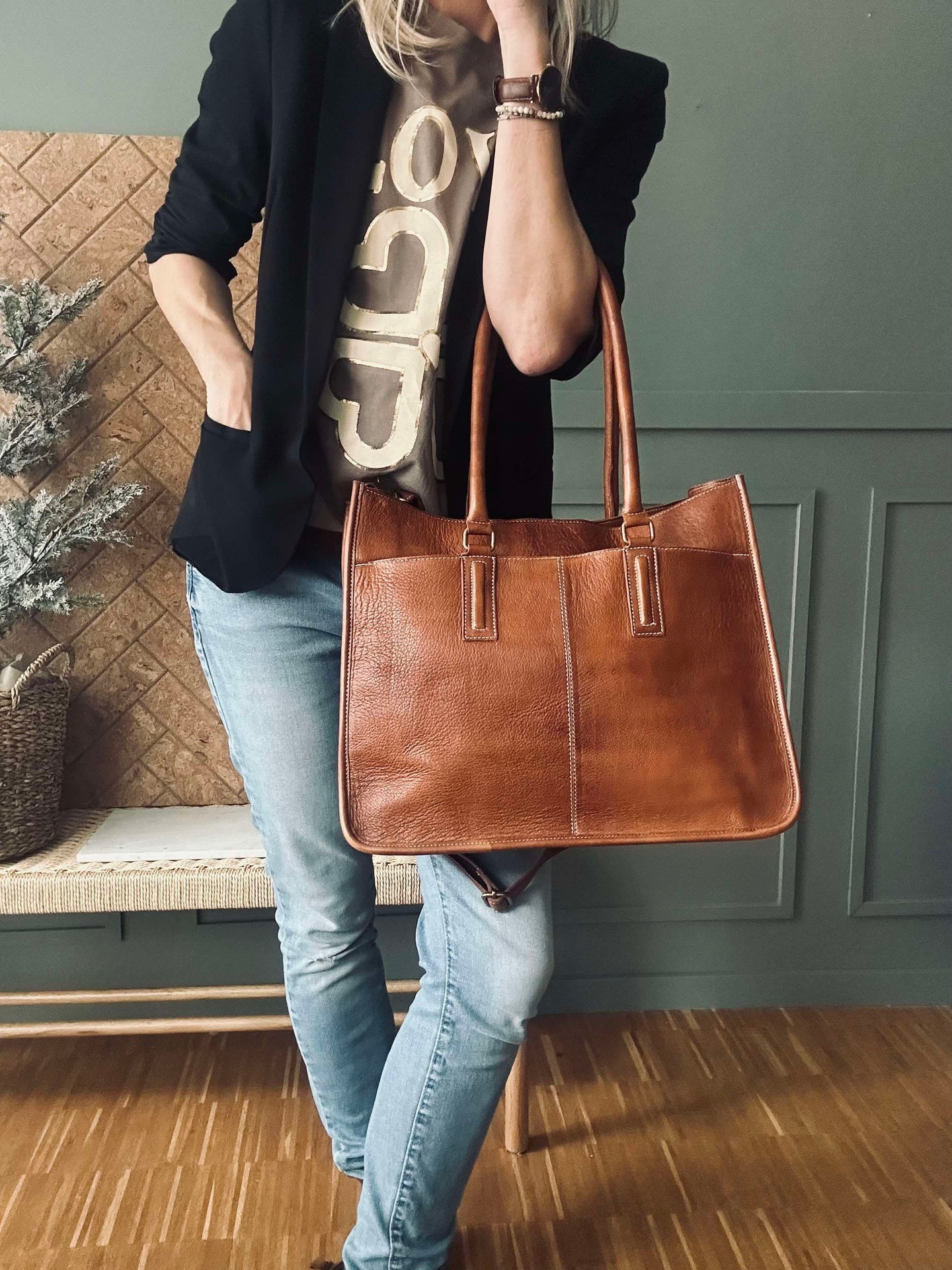 Arbeitstasche - Walnut-Leder