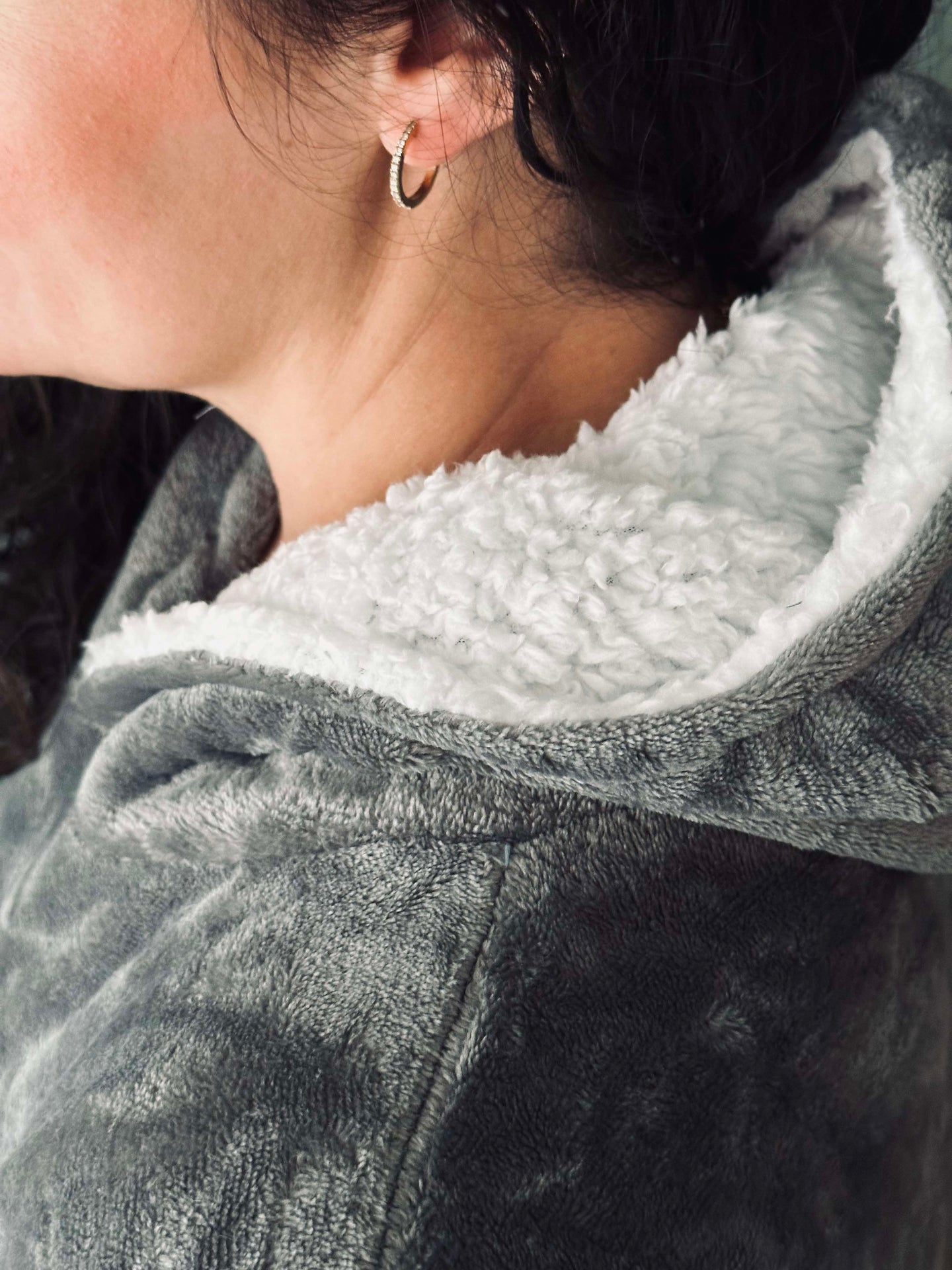 Hoodie Fleece Grau - Oversize