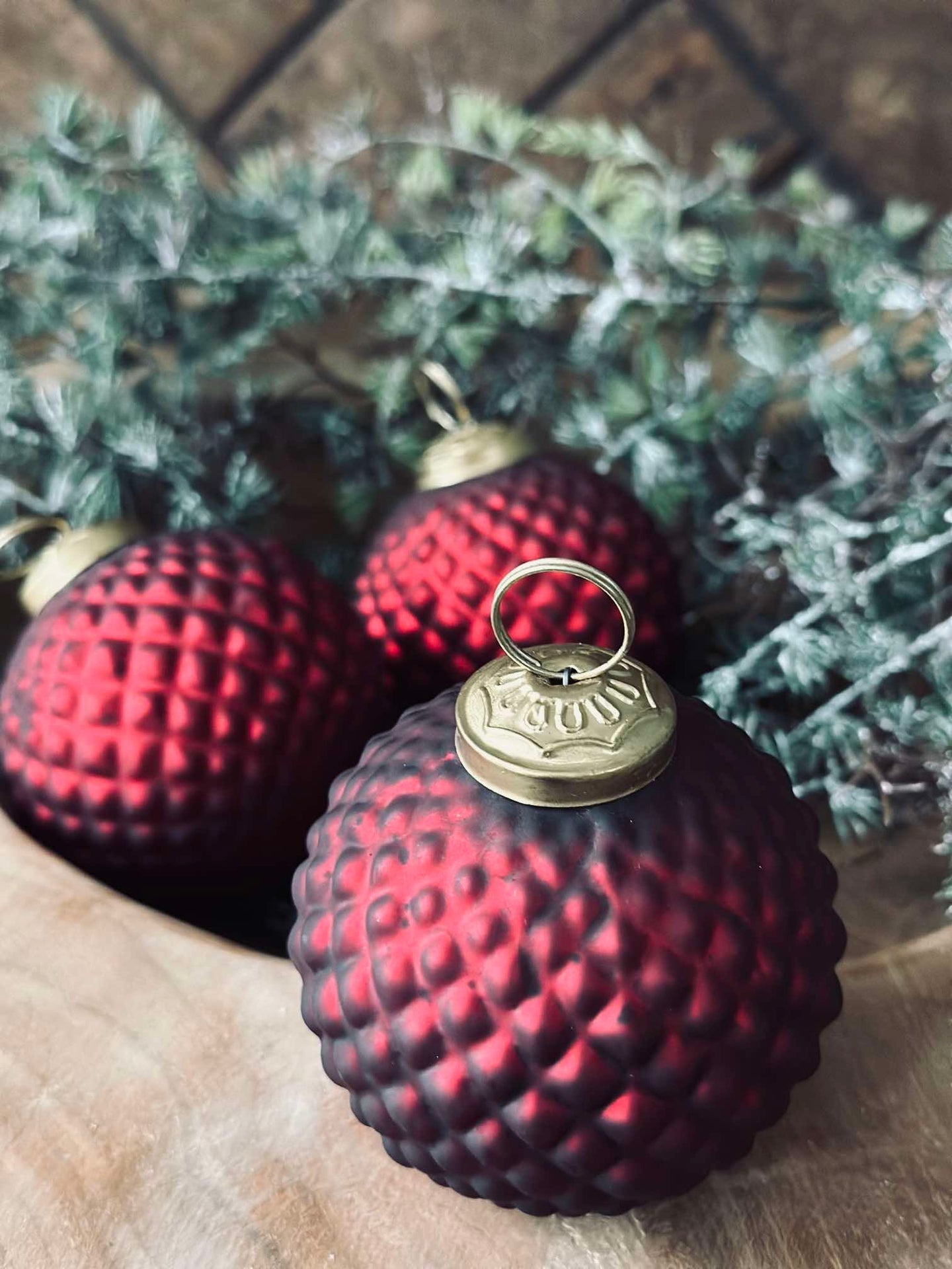 Weihnachtskugeln aus Glas Rot - Packung mit 3 Stk.