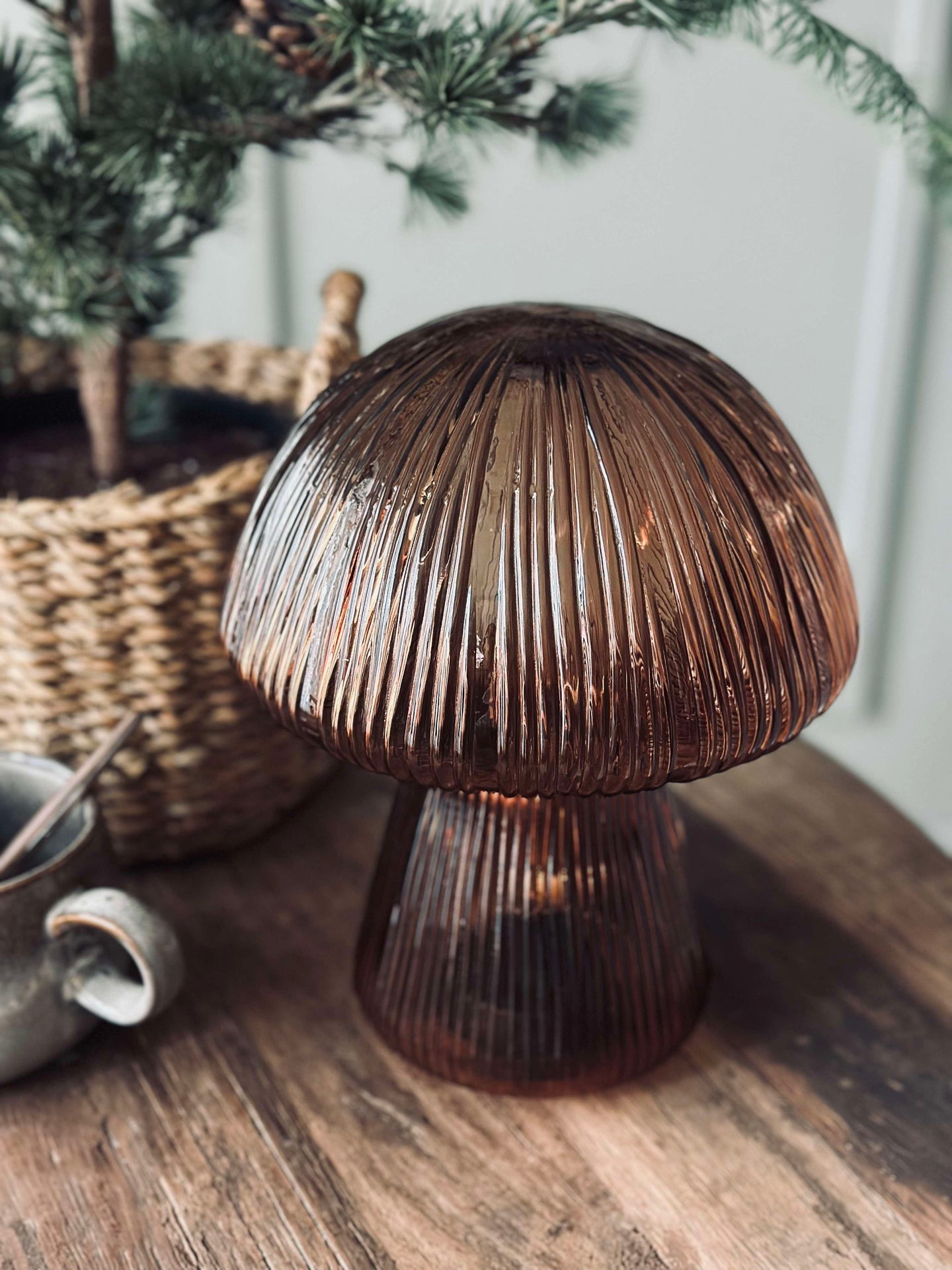 Mushroom mit Rillen 25cm - Braun