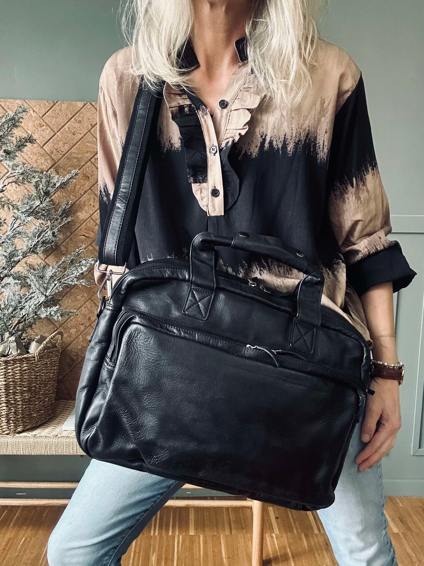 Arbeitstasche - Black Cow leather