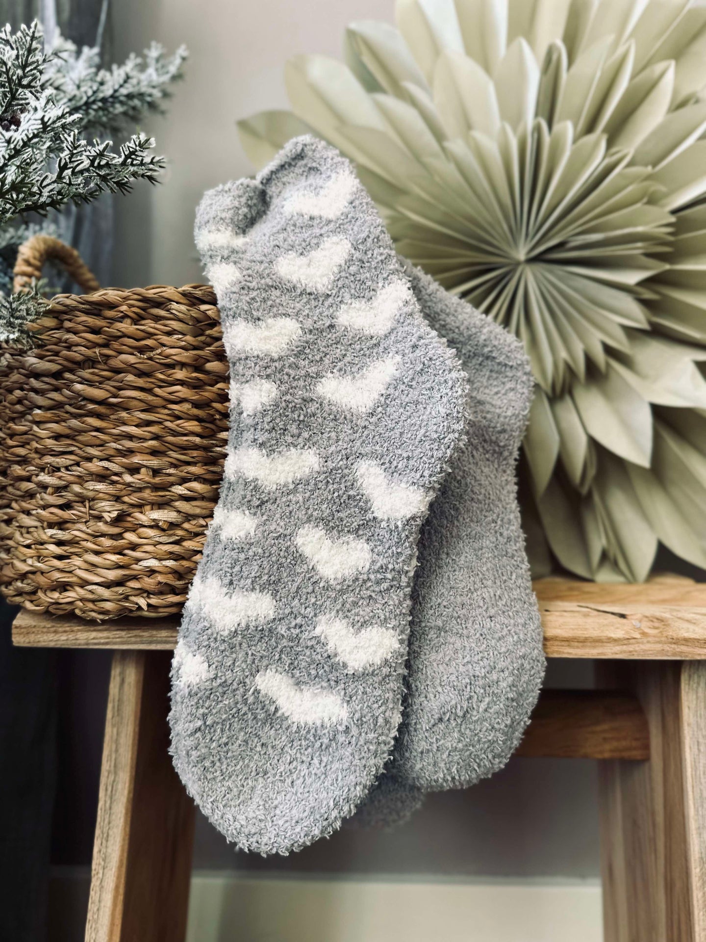 Socken Fluffy Grey heart - Set mit 2 Paaren