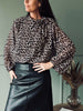 Bluse mit Schleife - Leopard