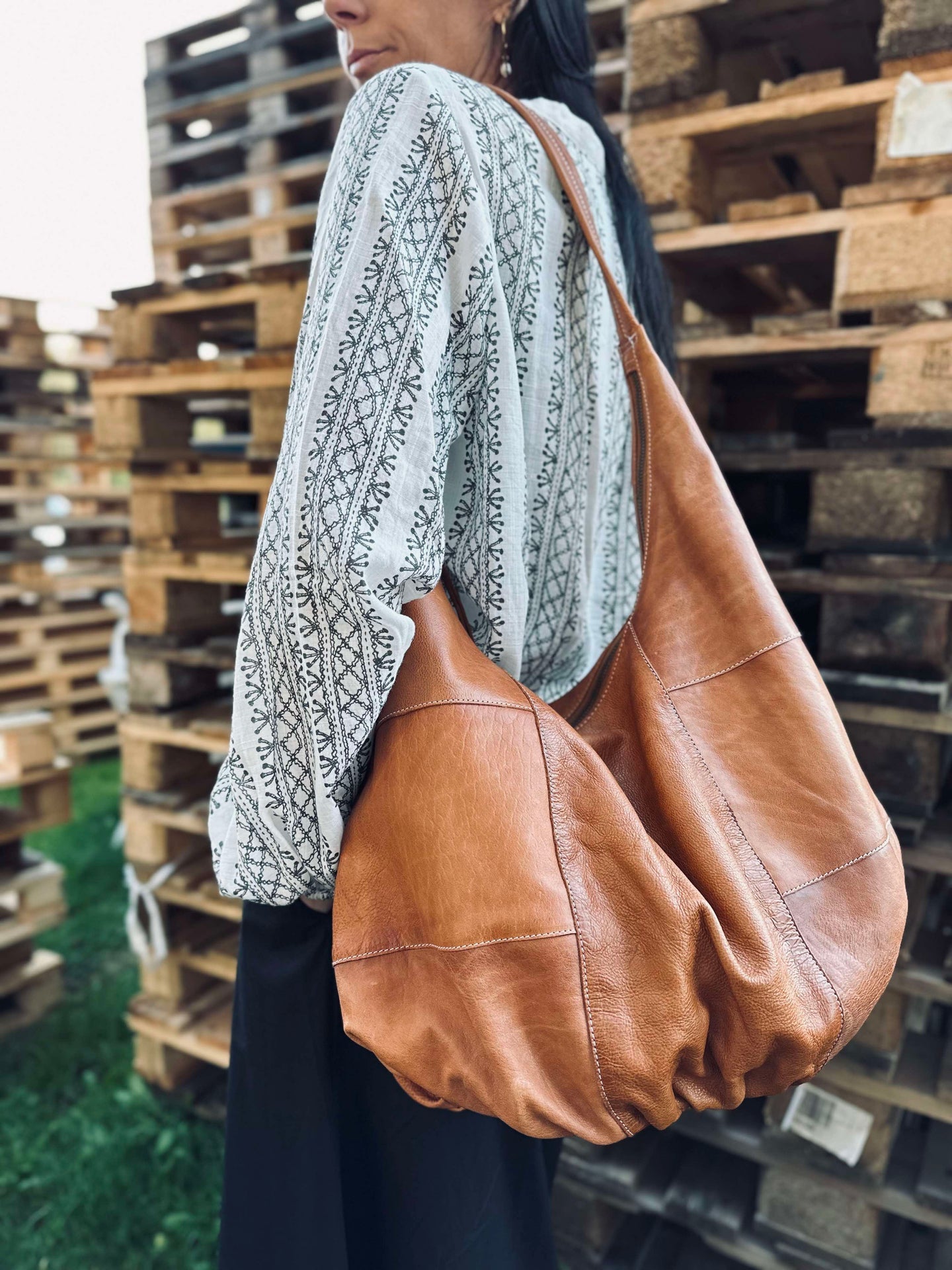 Schultertasche Big cognac