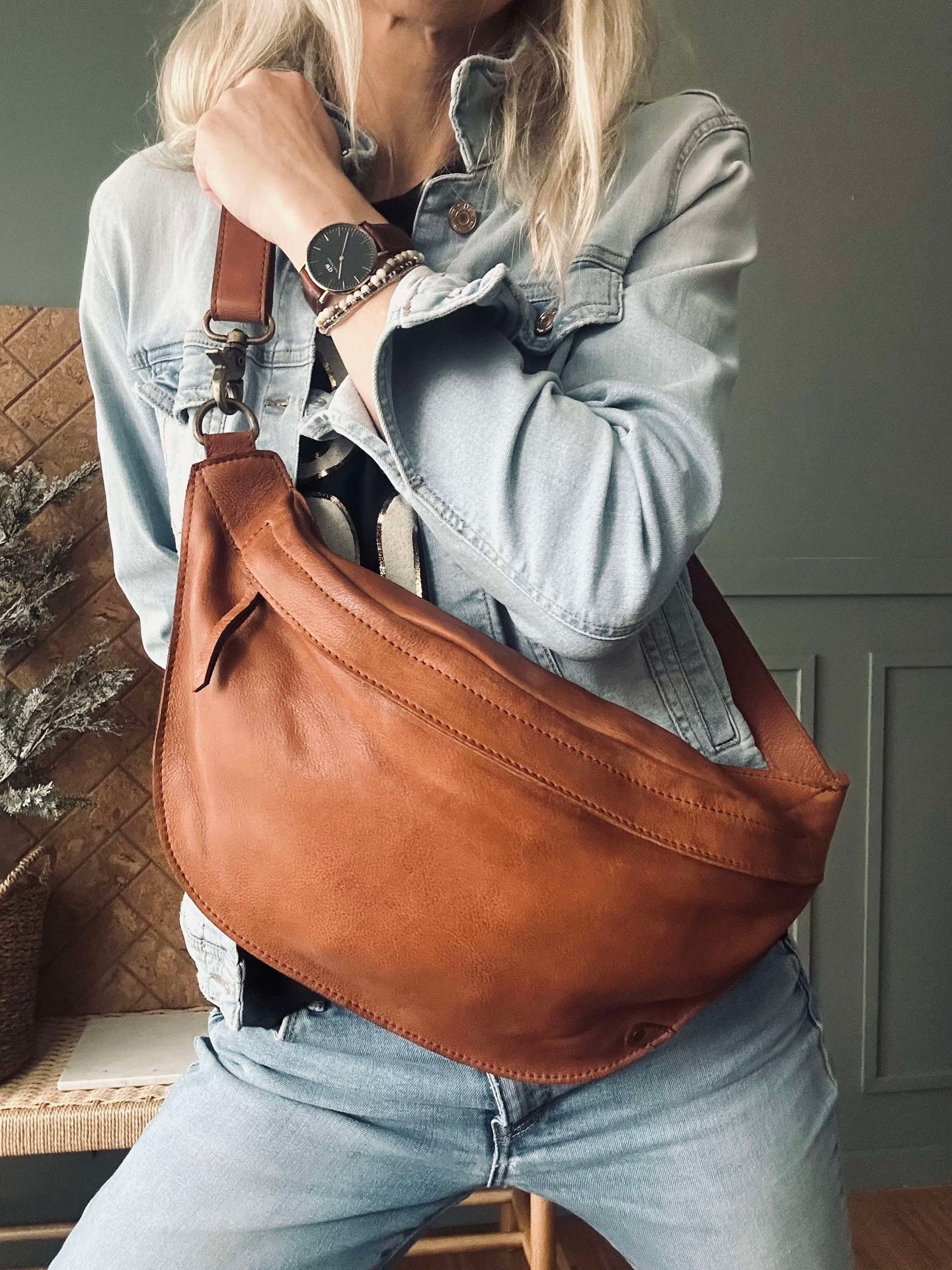 Gürteltasche Vintage Cognac