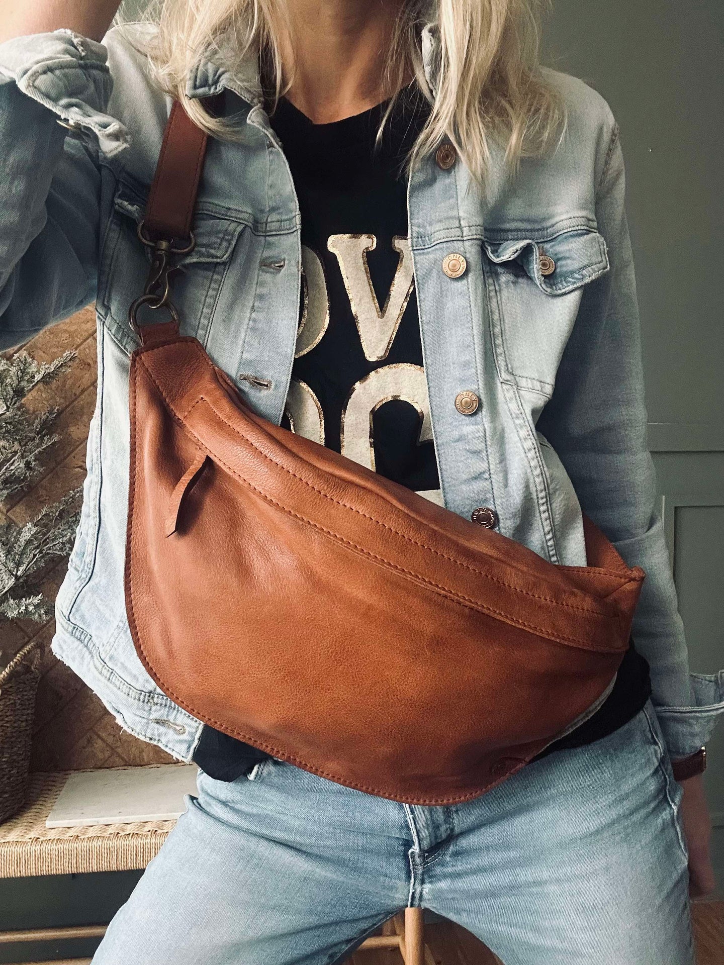 Gürteltasche Vintage Cognac
