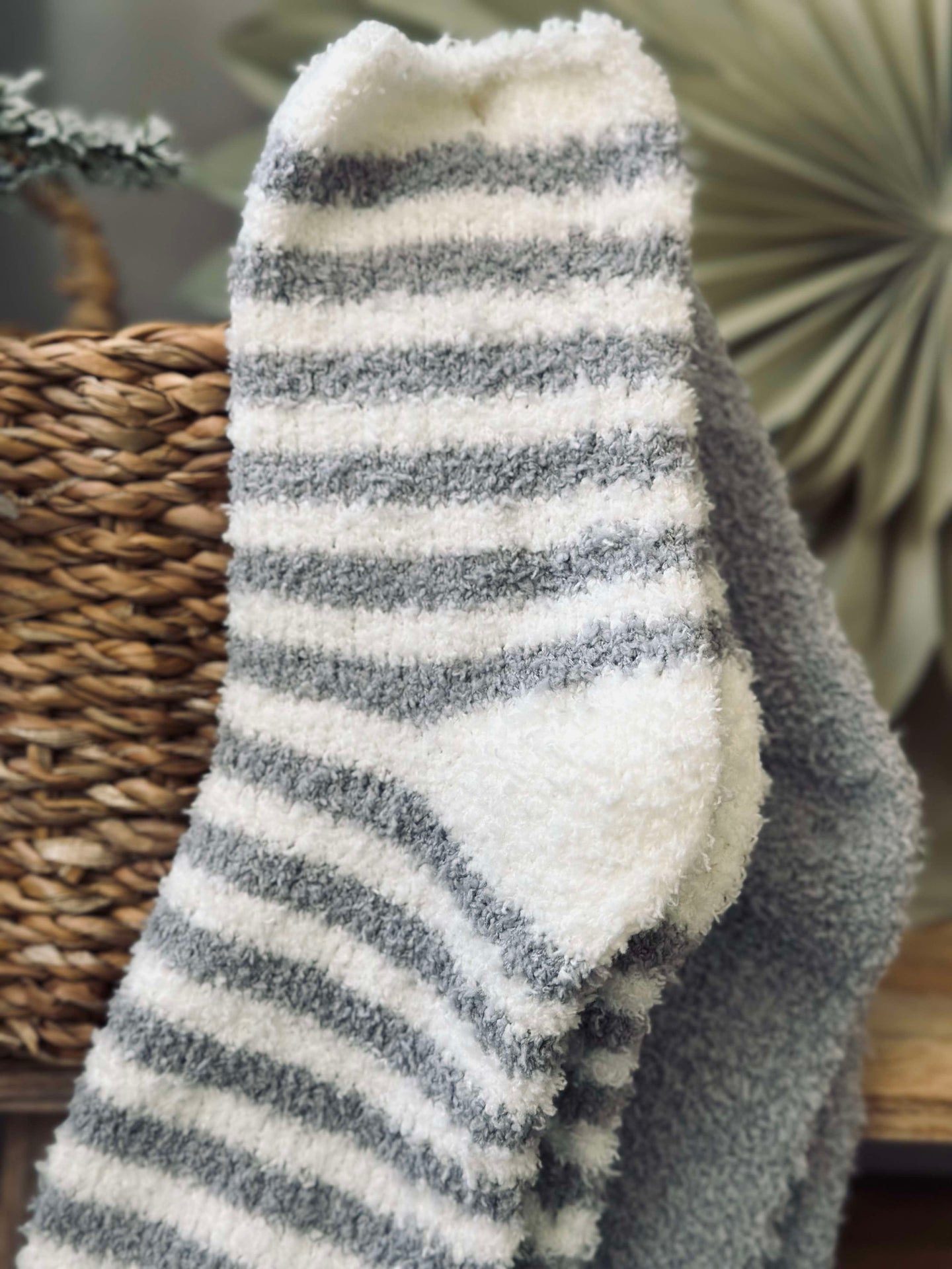 Socken Fluffy grey stripes - Set mit 2 Paar