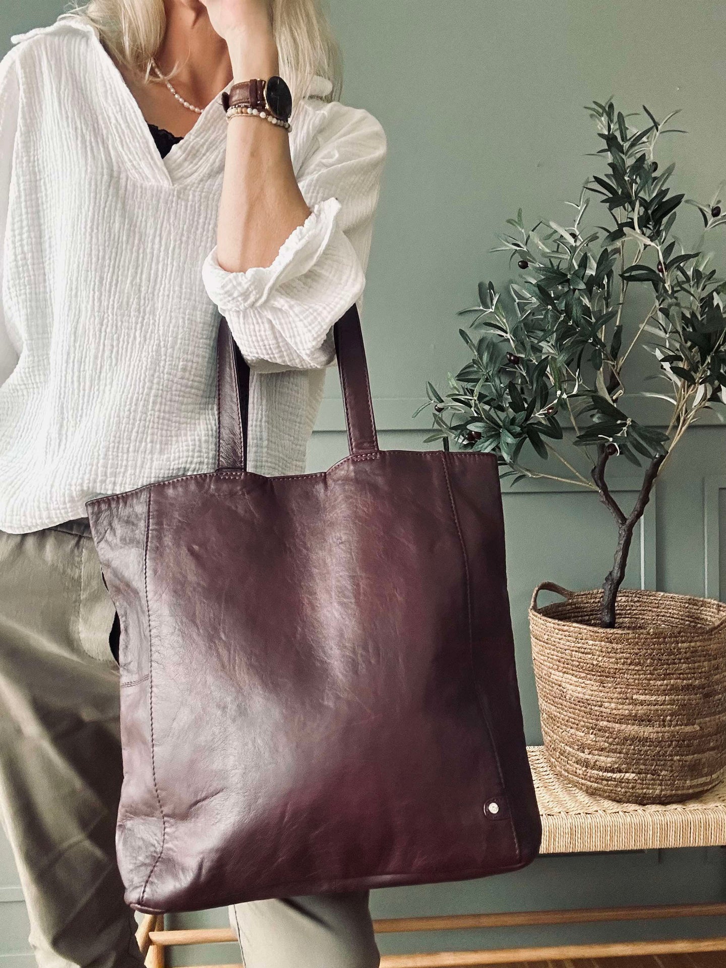 Shopper Cranberry - Weiches Kalbsleder