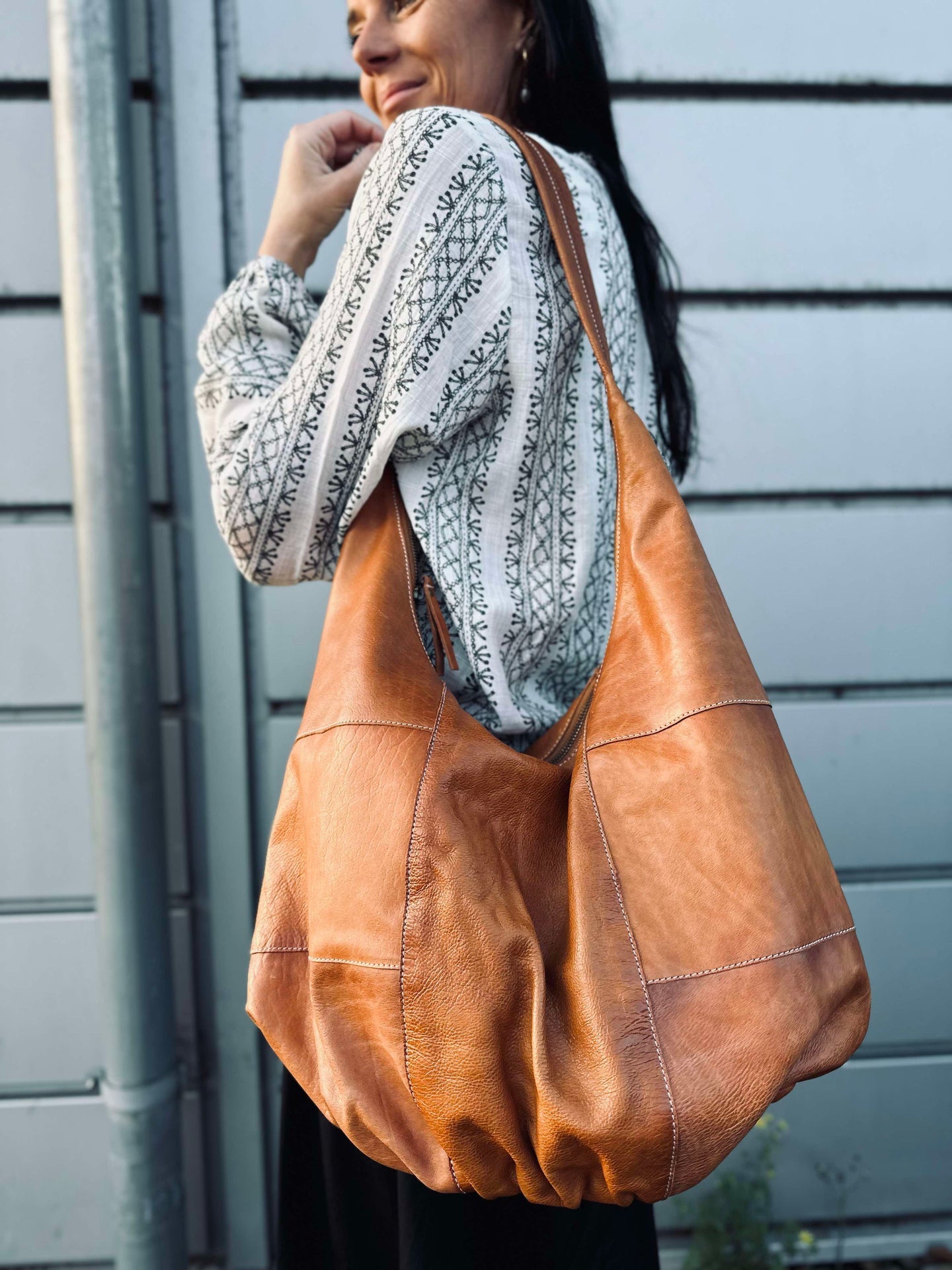 Schultertasche Big cognac
