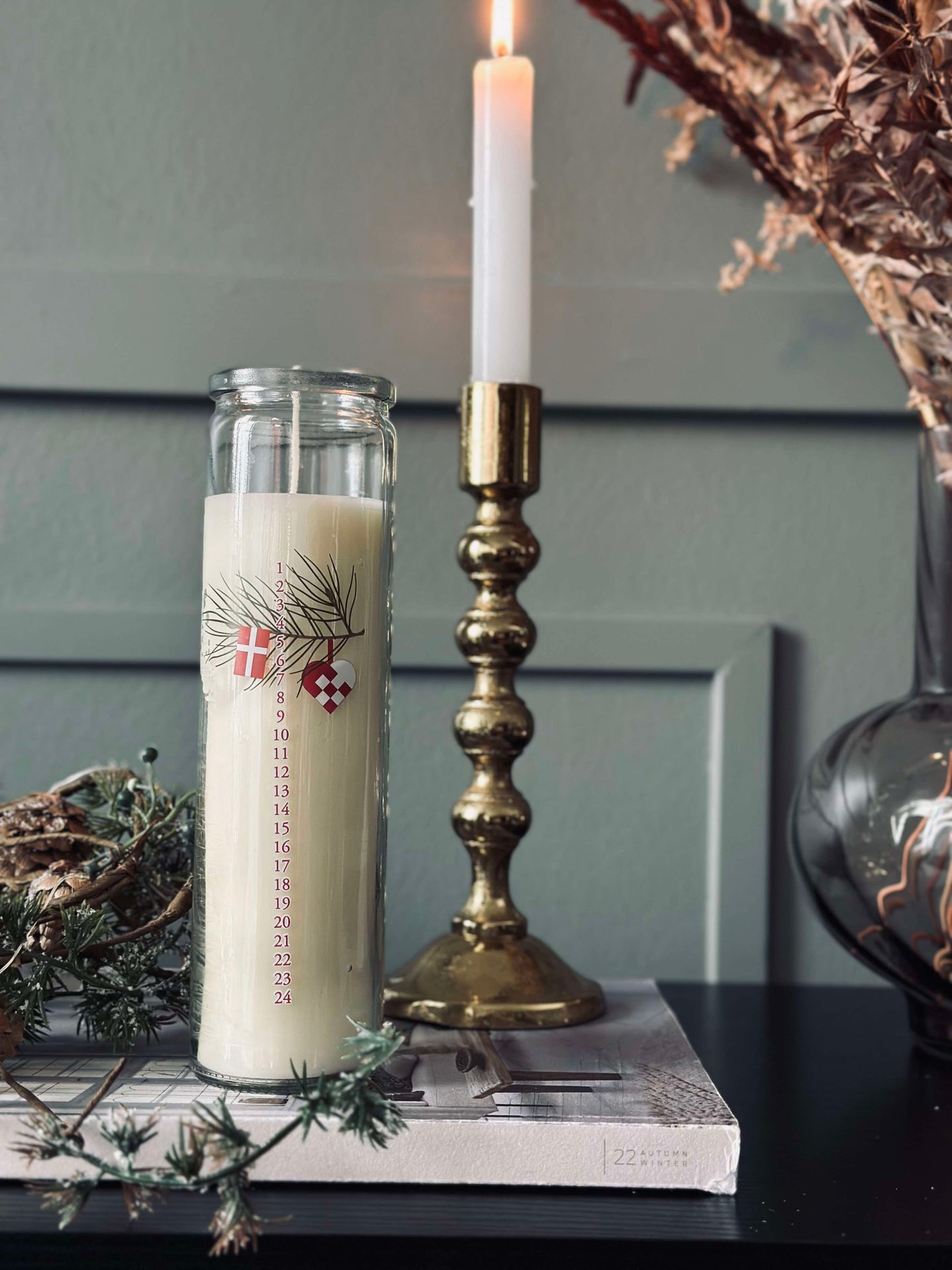Kalenderkerze im Glas - Dansk Jul