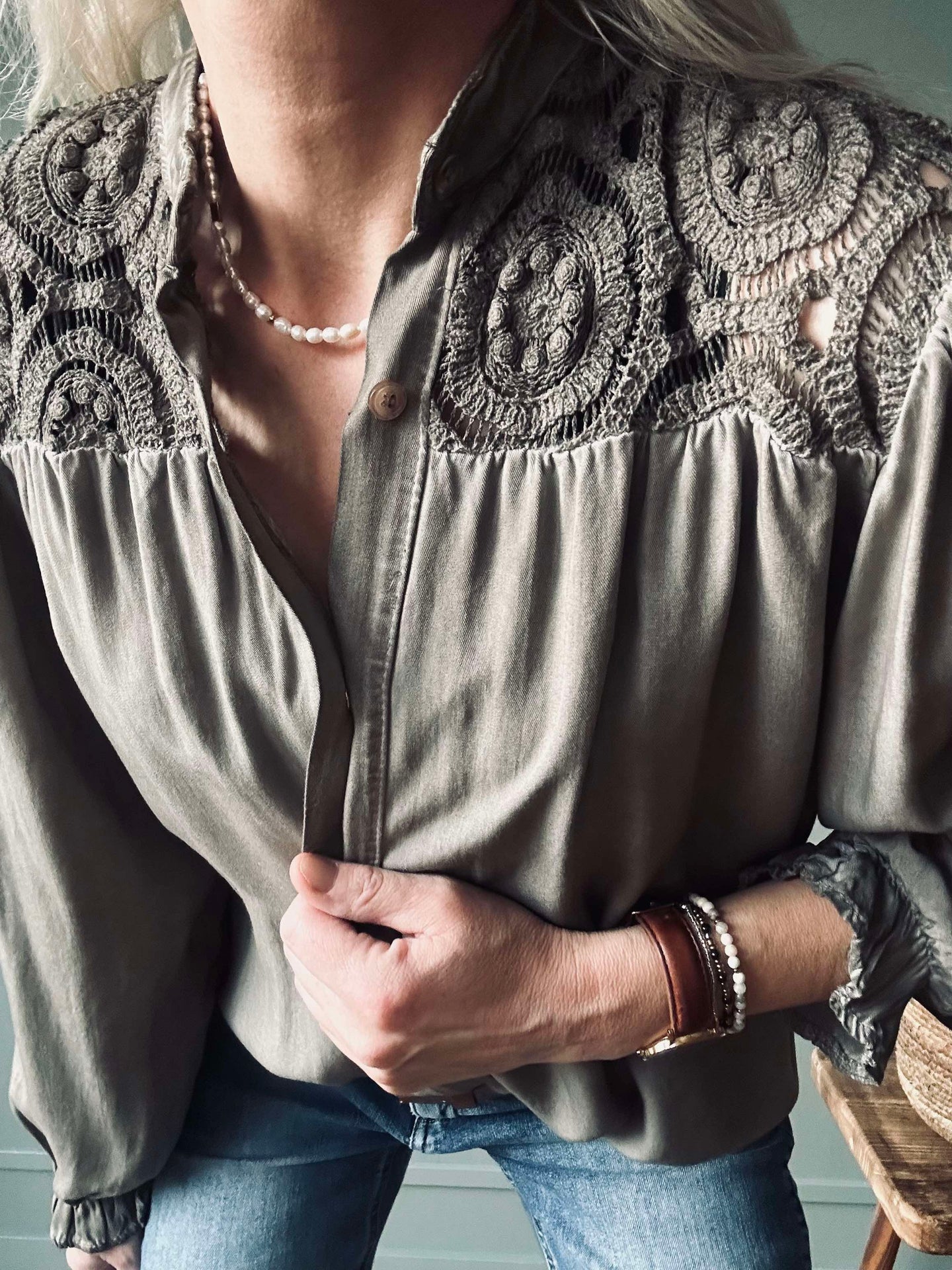 Bluse mit Spitze Fango