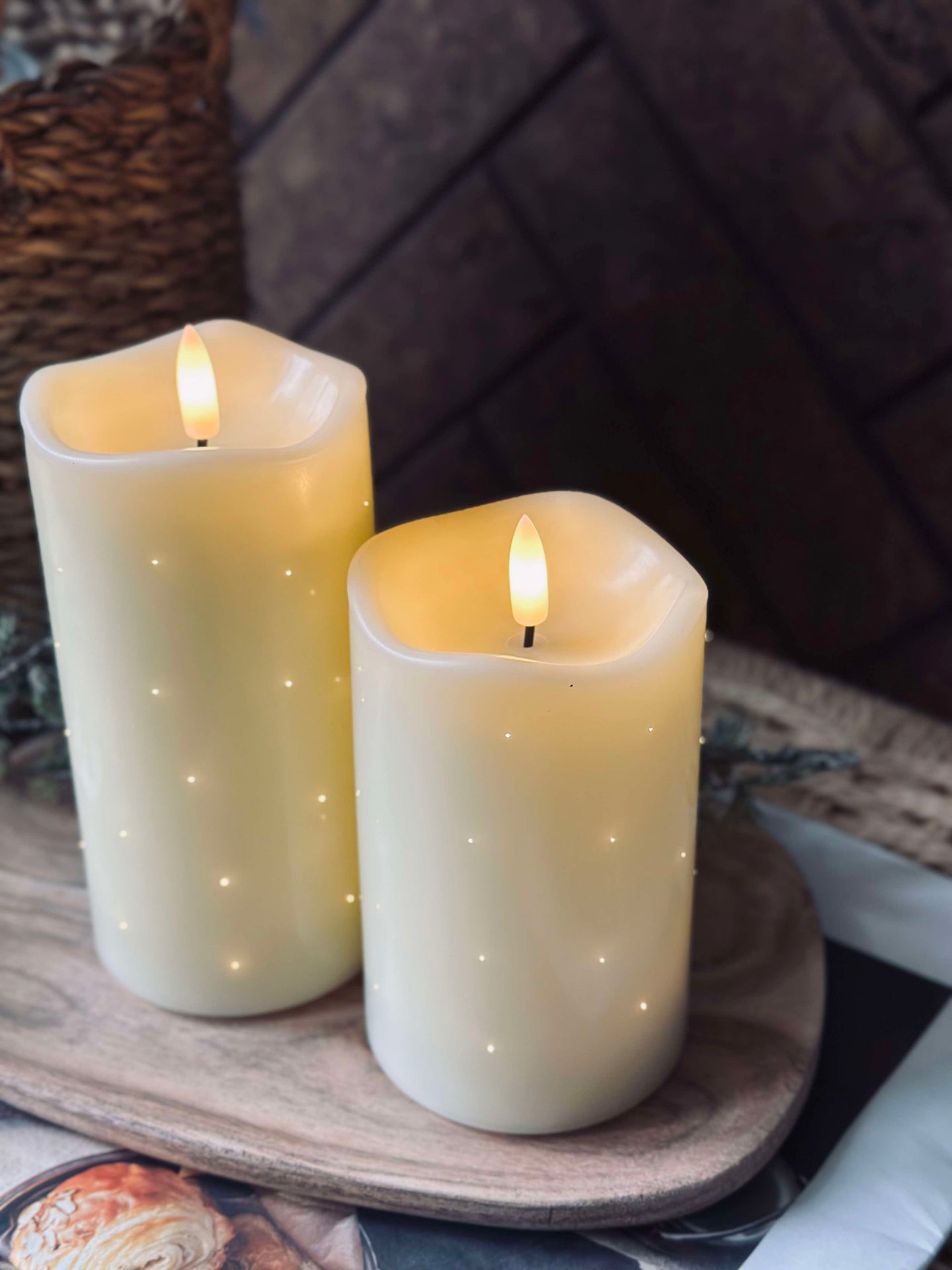 LED-Blockkerze Twinkle - 12,5 cm Creme