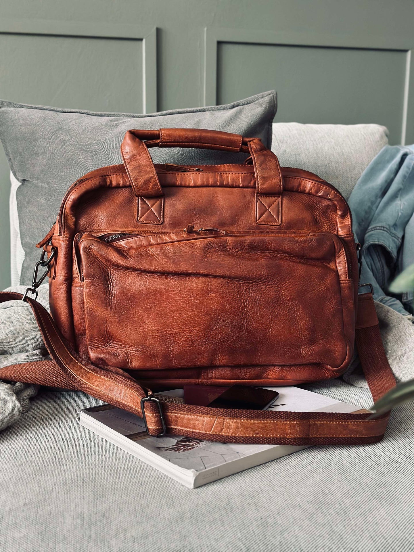 Arbeitstasche - Cognac Cow leather