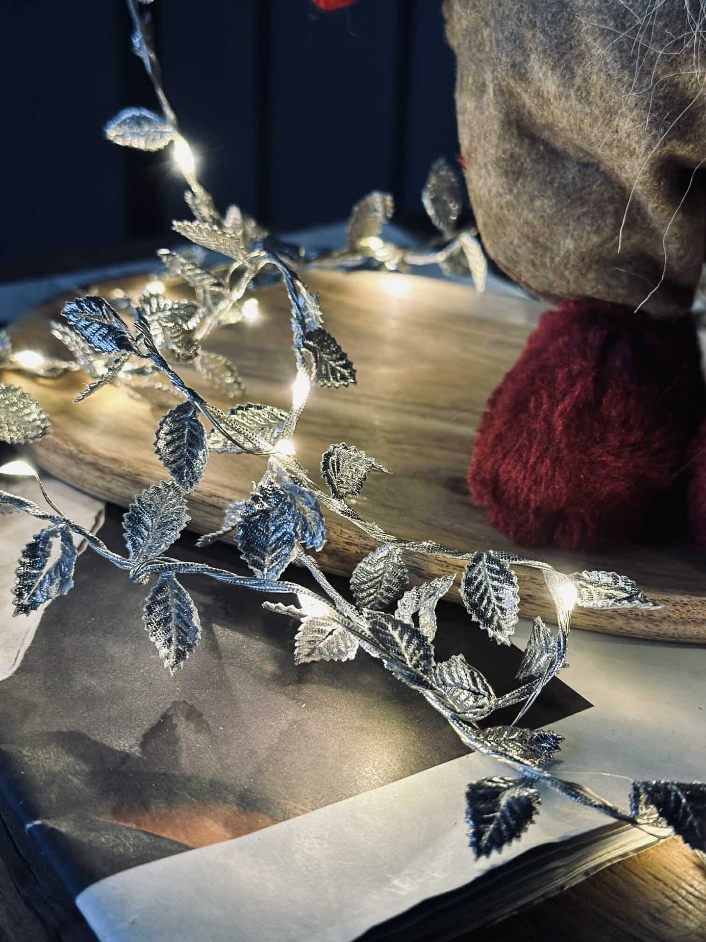 Lichterkette mit Blättern - Silver